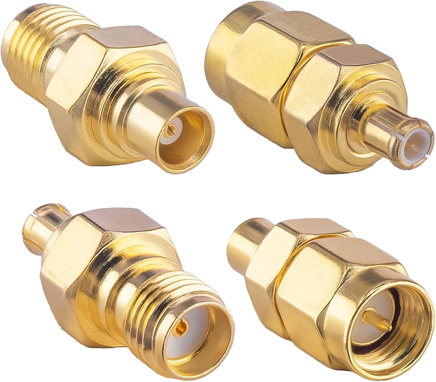 SMA to MCX Adapter Kits 4 Type Coaxial Adapter Male to Female for DAB Antenna WiFi SMA Antenna 4G Antenna DAB Car Aerial Wirelesse WiFi Router Antenna WLAN LAN GPS MCX to SMA Coax Connector Kit