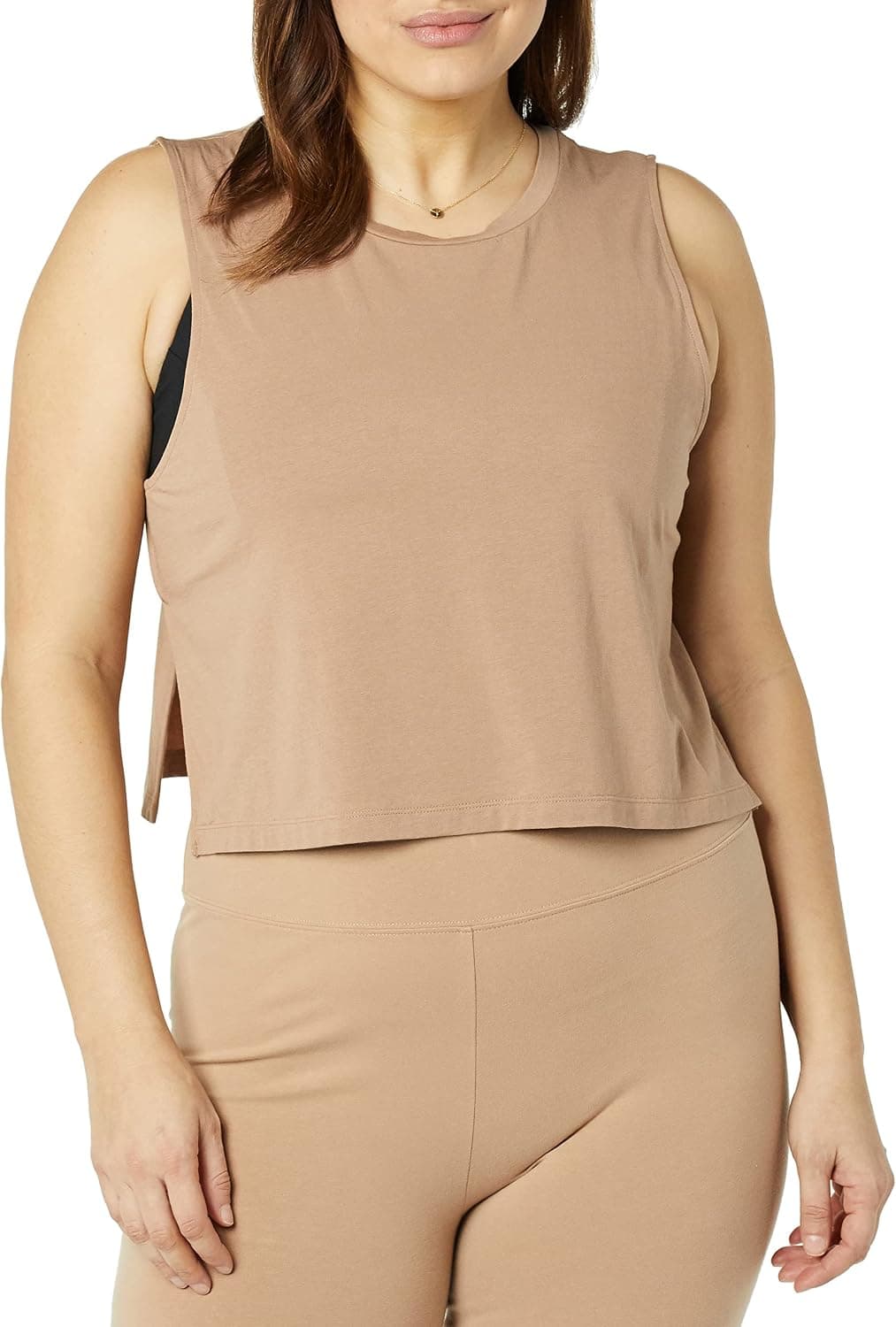 Core 10 Women's Cotton Cropped Side-Split Tank Tee
