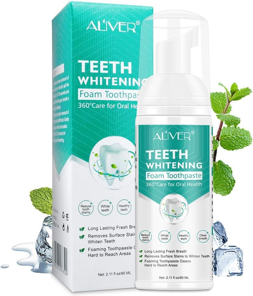 Whitening Foam Toothpaste - 1 Pcs Ultra-fine Teeth Mousse Foam Baking Soda Toothpaste Deeply Cleaning Gums, Easy to Use, DABIUSY 360º Care for Oral Health, 2.11oz