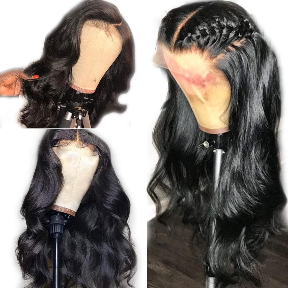 Maxine Glueless 130% Density Body Wave 360 Lace Frontal Wigs Human Hair with Baby Hair Brazilian Virgin Hair 360 Lace Wig with Natural Hairline for Women 12 inch Short Wigs