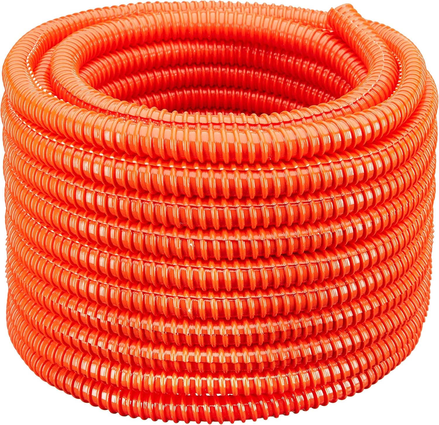 Flexible Corrugated PVC Split Tubing and Convoluted Wire Loom (3/4" dia x 50 ft, Orange)