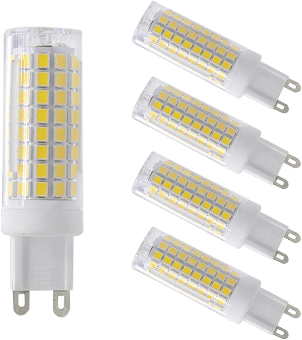 Szulight G9 led Light Bulbs 75W 100W Replacement, Halogen Bulbs Equivalent 850lm, Dimmable g9 led Bulbs AC110V 120V 130 Voltage Input, Daylight White Pack of 4 (Daylight White 6000K)
