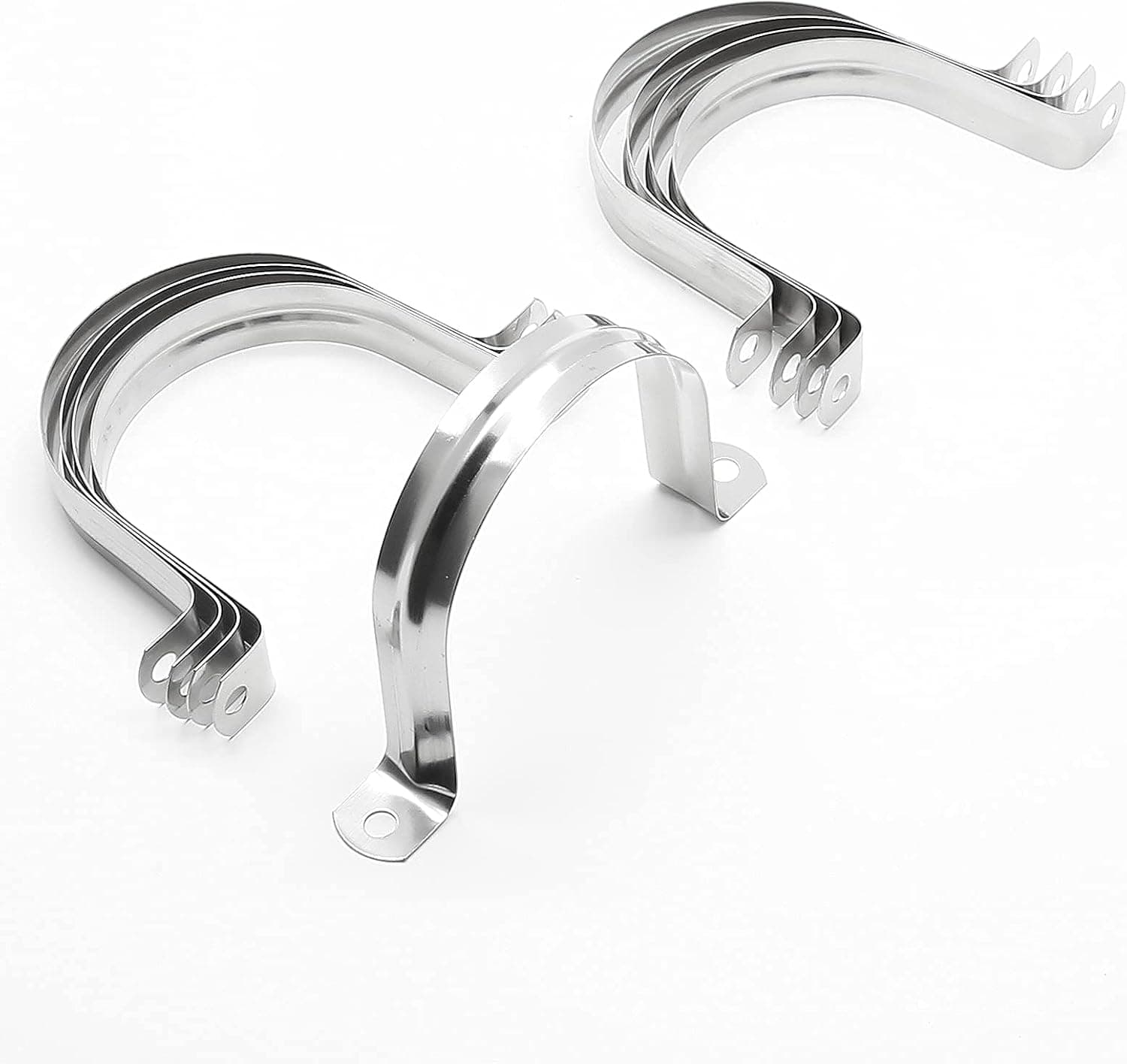 Jersvimc 10Pcs 3 Inch Stainless Steel Large Conduit Clamps, Two Hole Strap U Bracket Rigid Pipe Strap Metal U Clamp Conduit Strap Tension Clips U-tube Clamp Heavy Duty