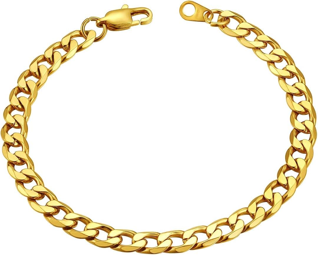ChainsHouse Cuban Bracelet for Men Women, 6/8/13mm Width, 7.5/8.3inch Length, 18K Gold Plating/Stainless Steel Fashion Jewelry Bracelets, Send Gift Box