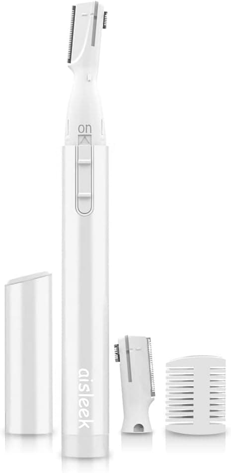 aisleek Eyebrow Trimmer, Facial Hair Trimmer Precision Detailer with Rinseable Blade, Double-Sided Eyebrow Razor with Comb, Compact Pen-Size Safe Painless Hair Shaver for Face Chin Neck, Upper Lips