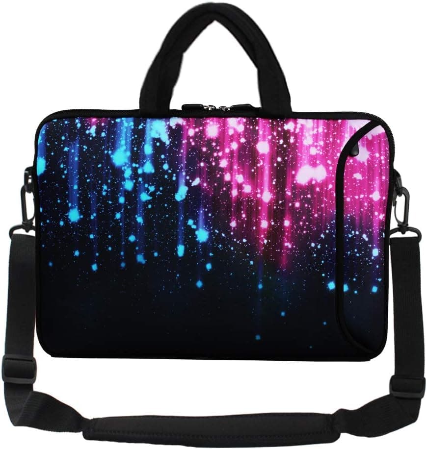 Violet Mist 14 Inch Laptop Bag Case Laptop Sleeve 15.6 Inch Messenger Bag Carrying Shoulder Bag Neoprene Zipper Waterproof Protective Handle Adjustable Shoulder Strap (14" 15"-15.6", Galaxy)