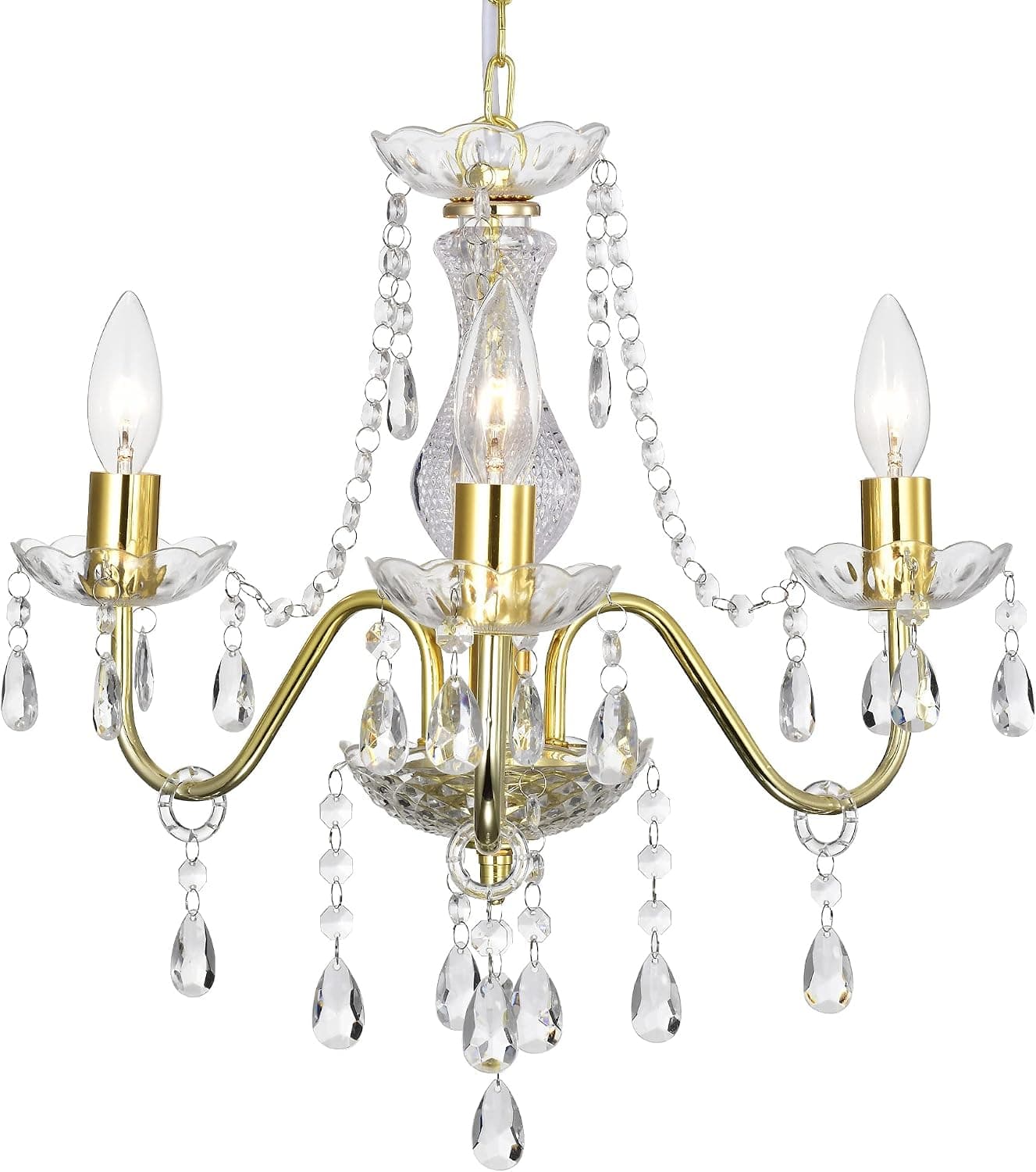 Gold Chandeliers Mini Crystal Chandelier 3 Light Small Chandelier Light Fixture for Bedroom