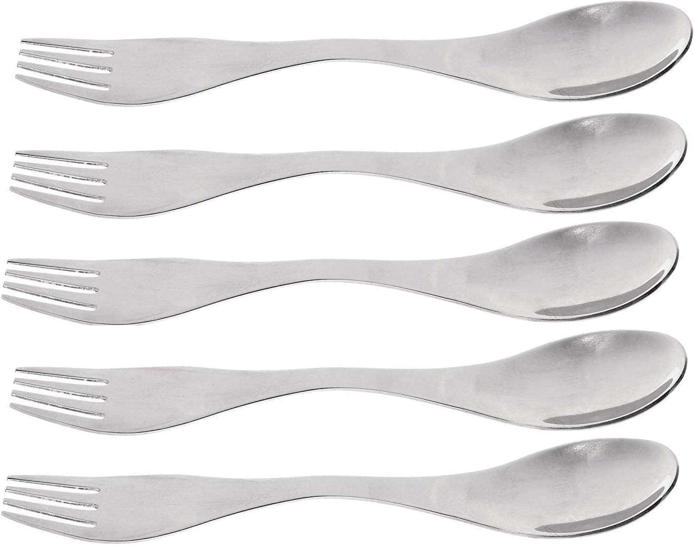 yiwoo Pack of 5 Steel Utensils- Durable and Rust Proof Stainless Steel - Spoon,Fork,Stainless Steel Sporks for Household Use Camping Travel
