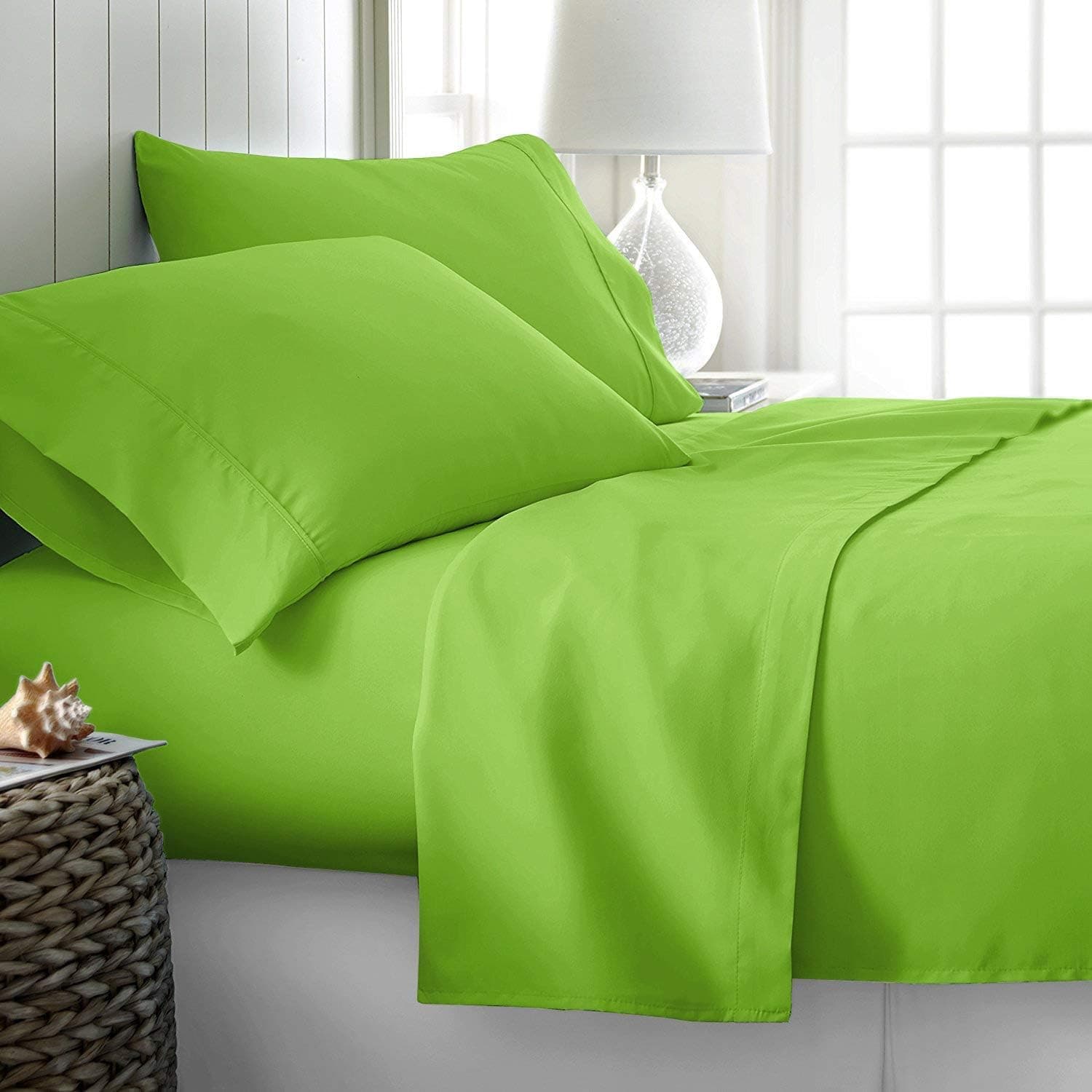 Pure Egyptian King Size Cotton Bed Sheets Set (King, 500 Thread Count) Green Bedding and Pillow Cases (4 Pc) – Egyptian Cotton Sheets King Size Bed- Sateen Sheets - 18” Deep Pocket King Sheets