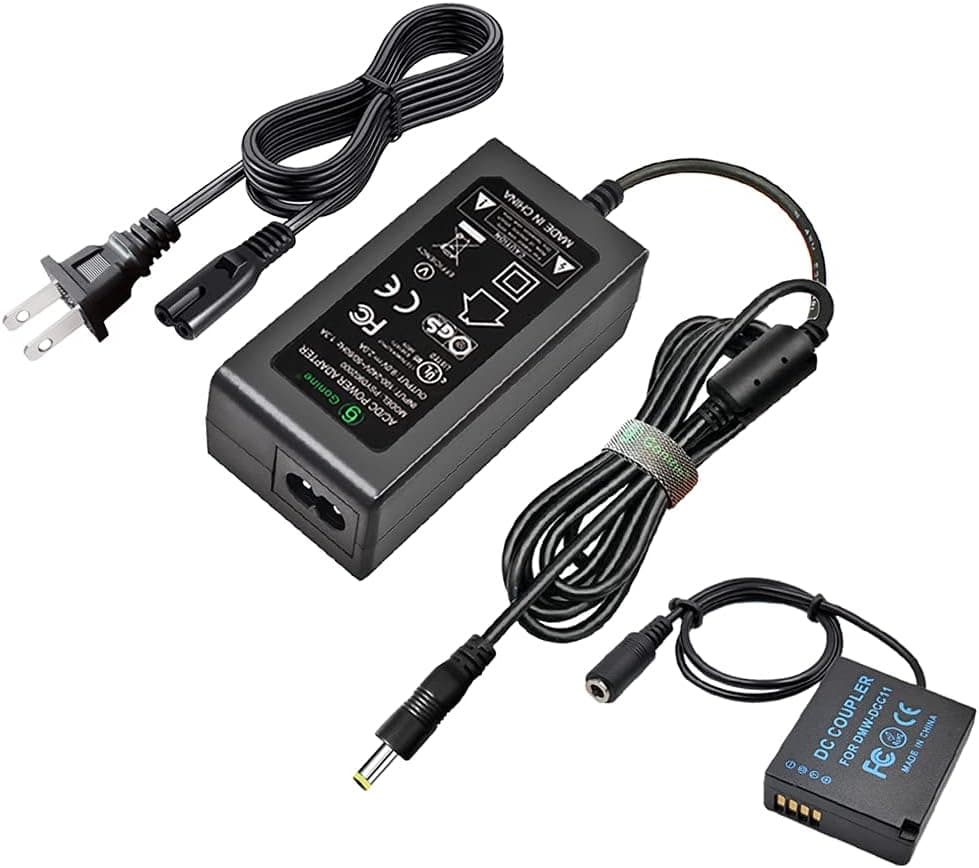 Gonine DMW-DCC11 DC Coupler DMW-AC8 AC Power Adapter kit, for Panasonic Lumix DMC GX85 GX80 LX100 GX7 S6 GF3 GF6 GF5 GX7 Mark II GX85K Cameras, Replaces DMW-BLE9 DMW-BLG10 Battery.