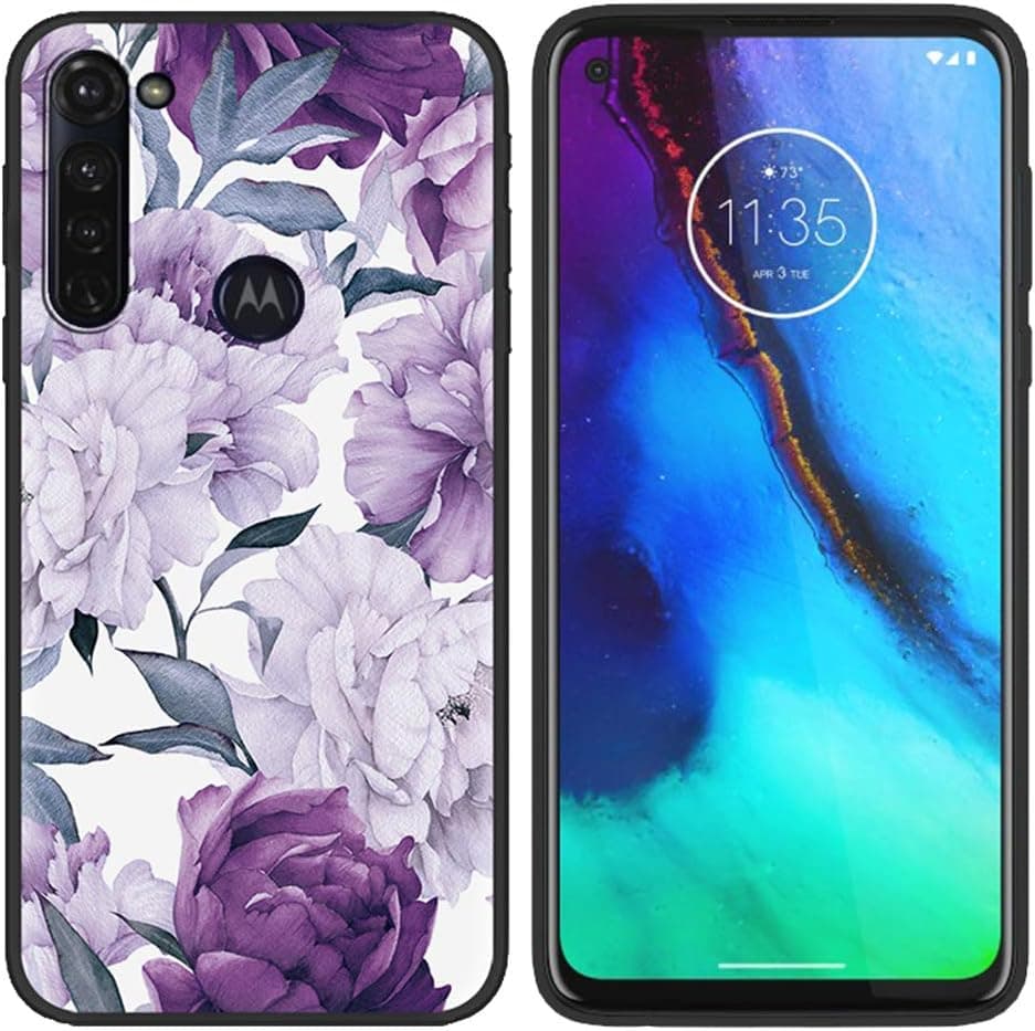 Moto G Stylus Case, Motorola G Stylus case, Shock Absorption Soft TPU Protective Case Corners Shockproof Protection Case for Moto G Stylus Phone. (Violet Flower)