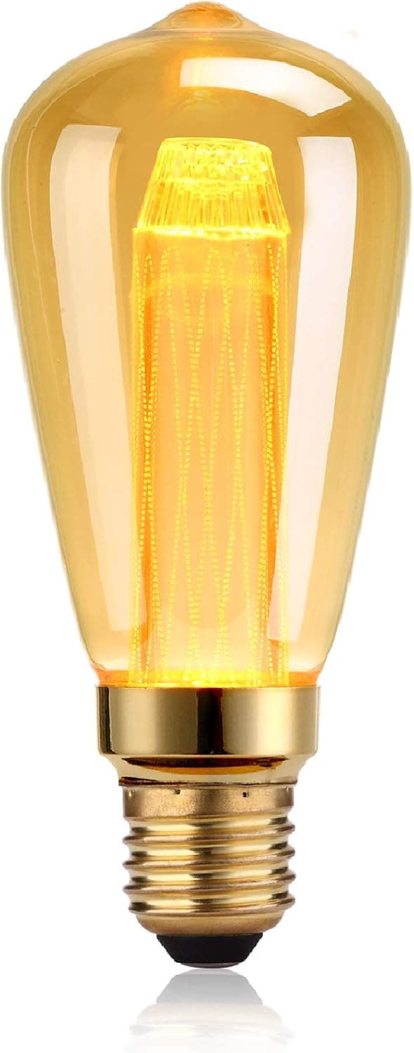 Dimmable LED Edison Light Bulbs 30 Watt Equivalent Vintage Light Bulbs,2000K Amber Warm White,150 Lumens,Antique Style Squirrel Cage Filament Edison Bulb,ST64,E26 Medium Base LED Bulbs(3W-1 Pack)