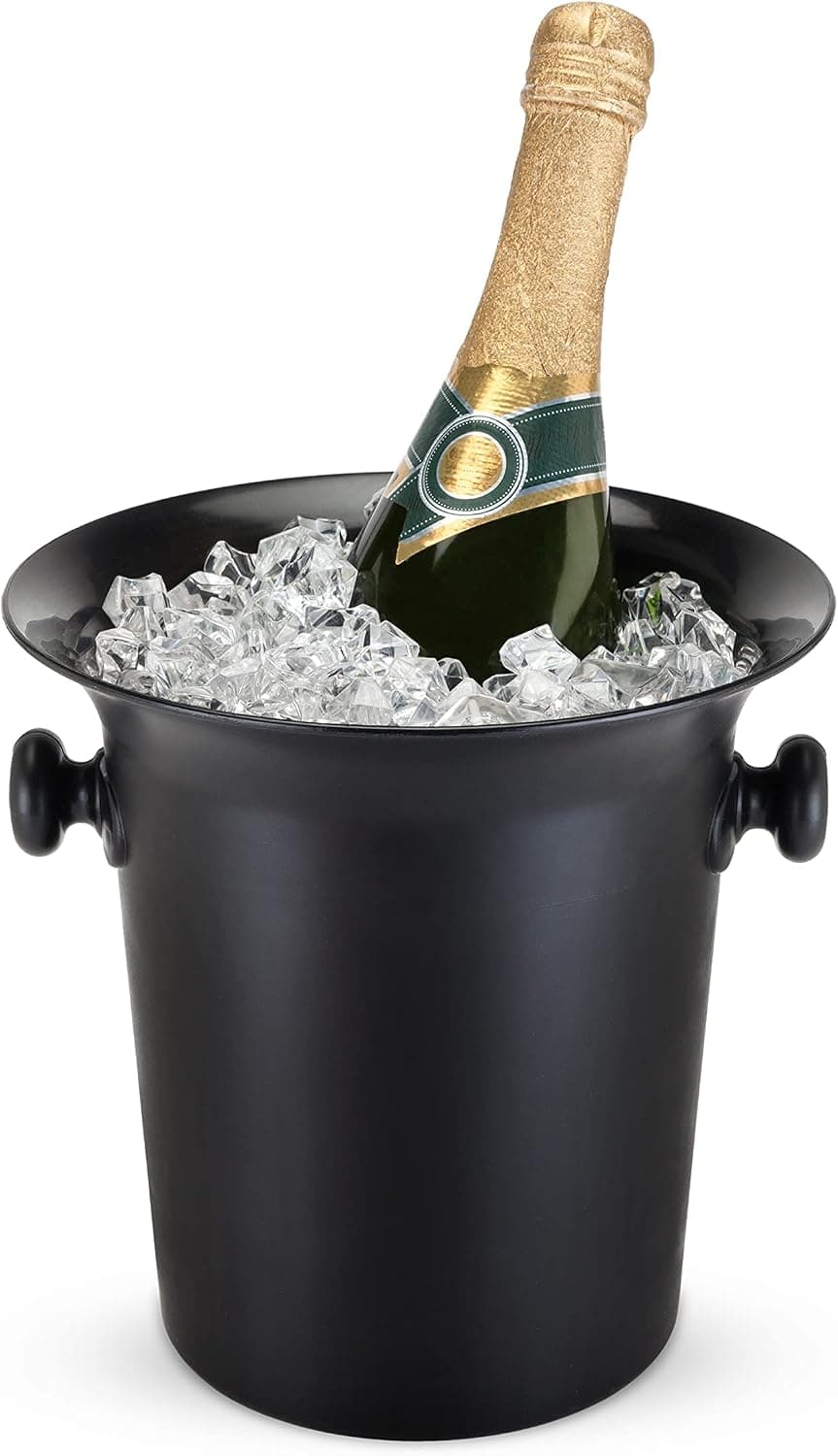 True Black Ice Bucket with Handles, 8.75 by 8.25 Inches, Wine Bucket, 3 Liter Capacity Beverage Tub, Drink Bucket, Black, Plastic,