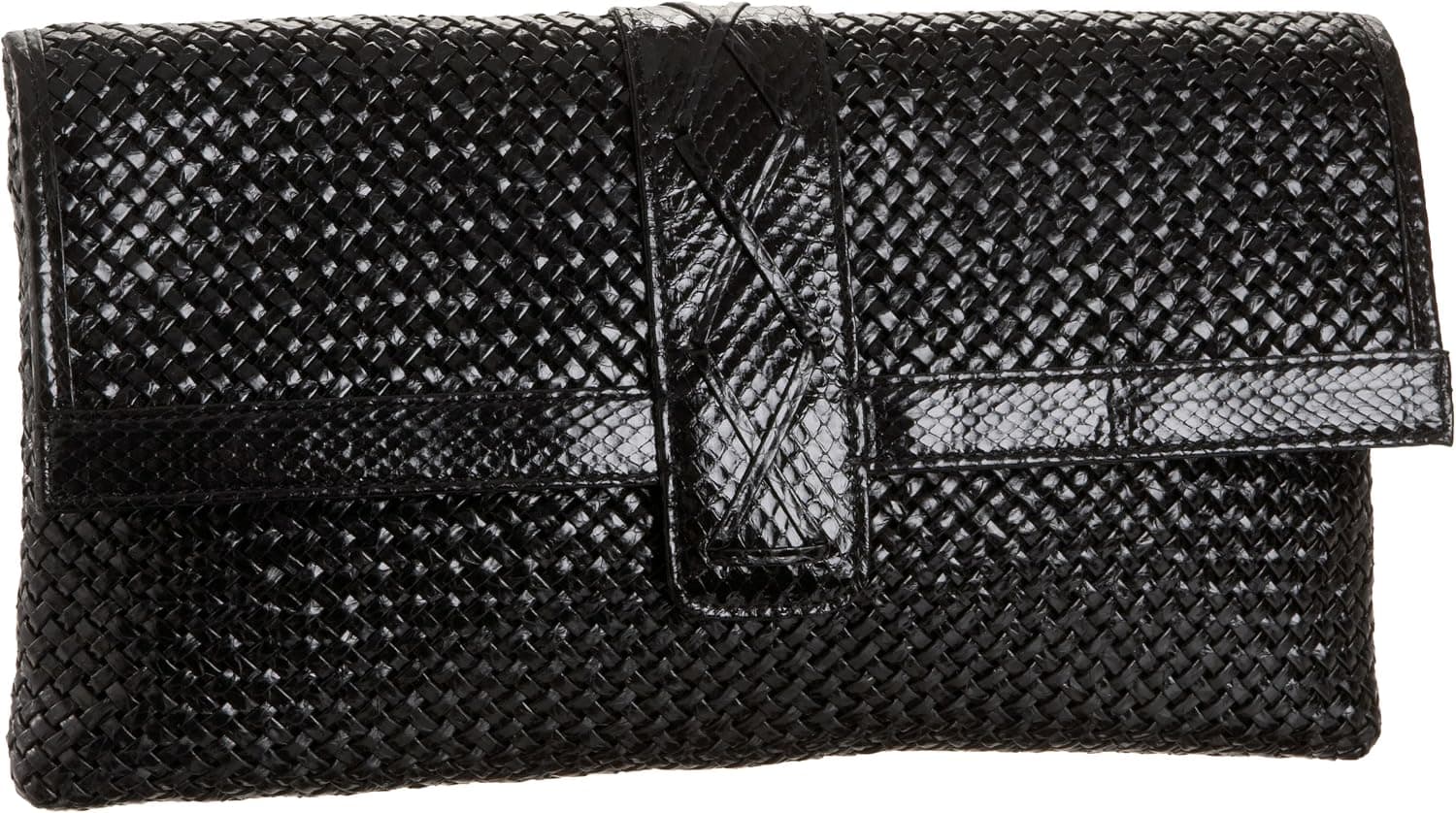 Dan W Woven Snake-Print Clutch