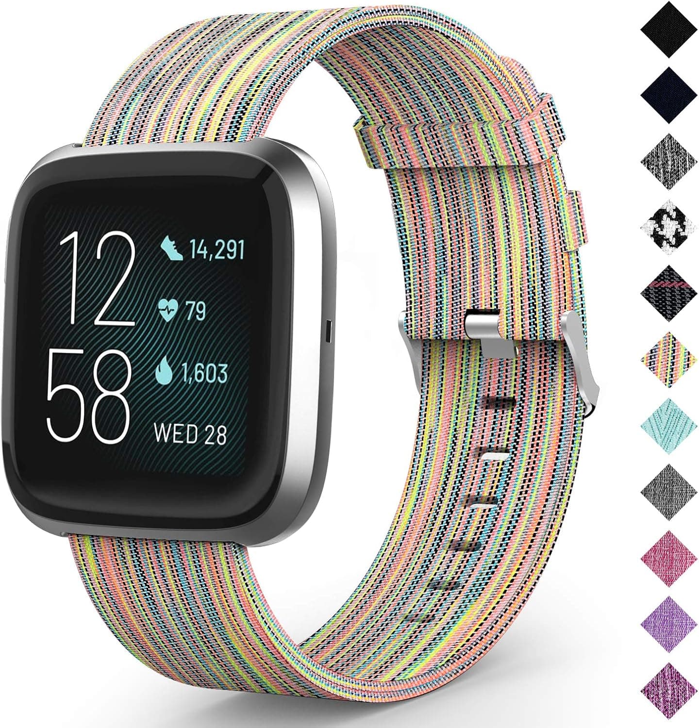 ZALAVER Bands Compatible with Versa/Versa 2/Versa Lite for Women Men, Woven Fabric Breathable Strap Quick Replacement Wristbands