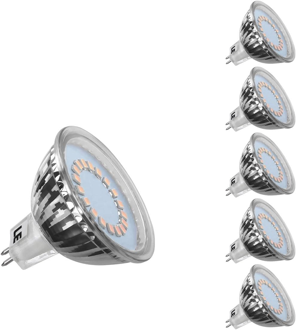 LE 3.5W MR16 GU5.3 LED Bulbs, 50W Halogen Bulbs Equivalent, Not Dimmable, 12V DC Only, 280lm, 120° Beam Angle, Warm White, LED Light Bulbs, Pack of 5 Units