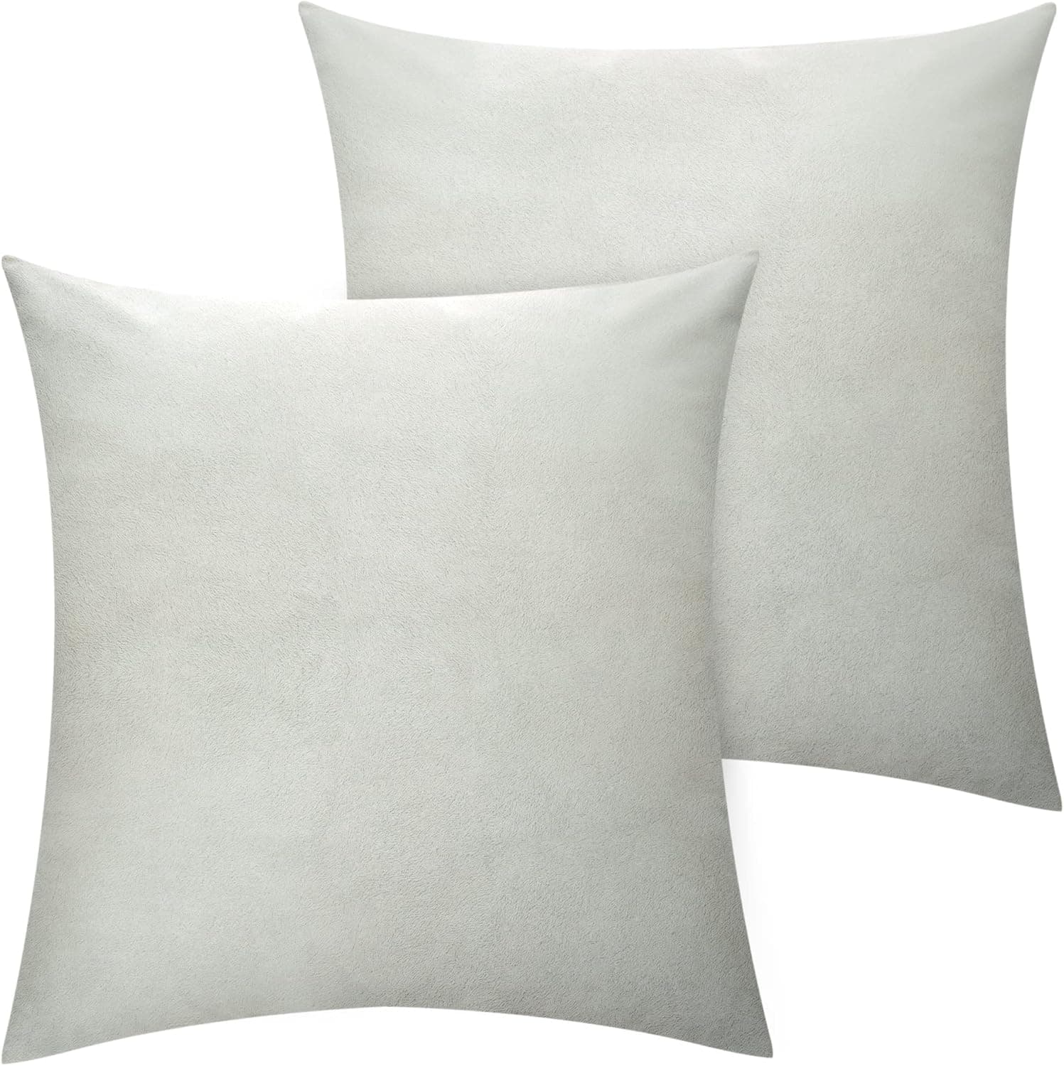 Macood Velvet Throw Pillow Covers Decorative Square Cushion Pillow Cases , for 18"x18" or 20"x20" Sofa Bedroom Couch Pillow Insert , 2 Pack, Light Grey
