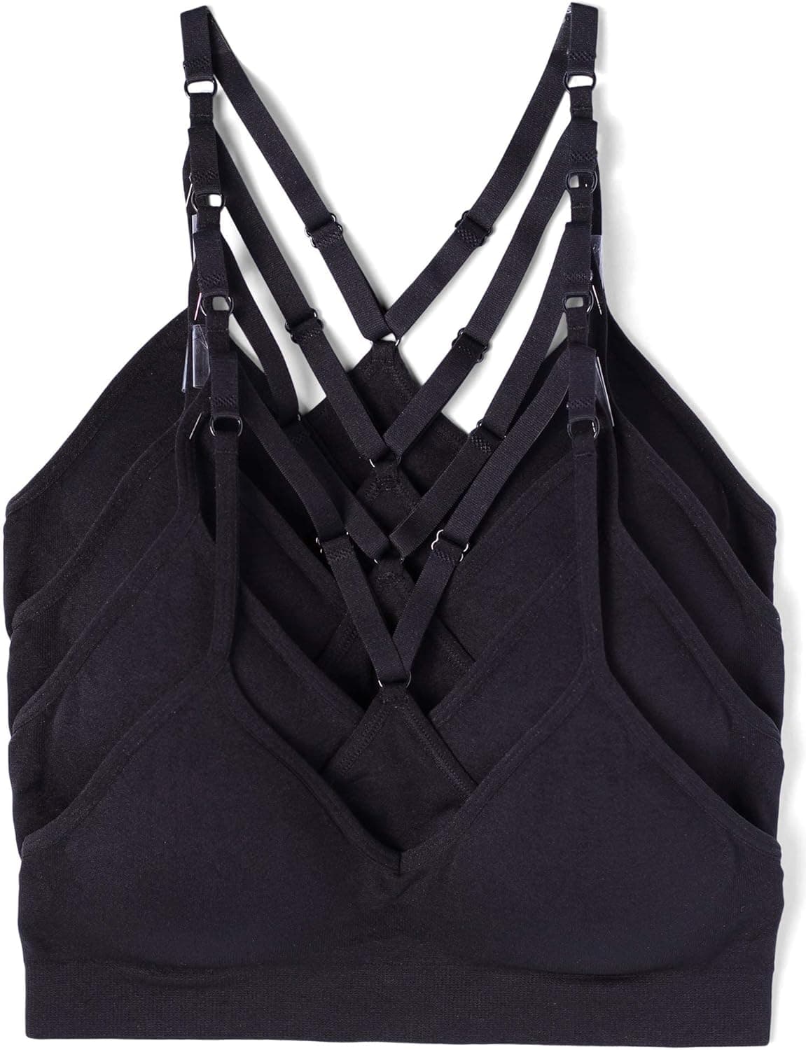 Kalon Women’s 4 Pack Racerback Sports Bralette Seamless Wireless Comfort Bra