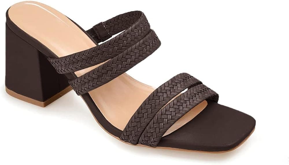 Govdaeor Womens Square Open Toe Chunky Block Heels Braided Strap Sandal Slip-on Casual Ladies Summer Beach Slippers