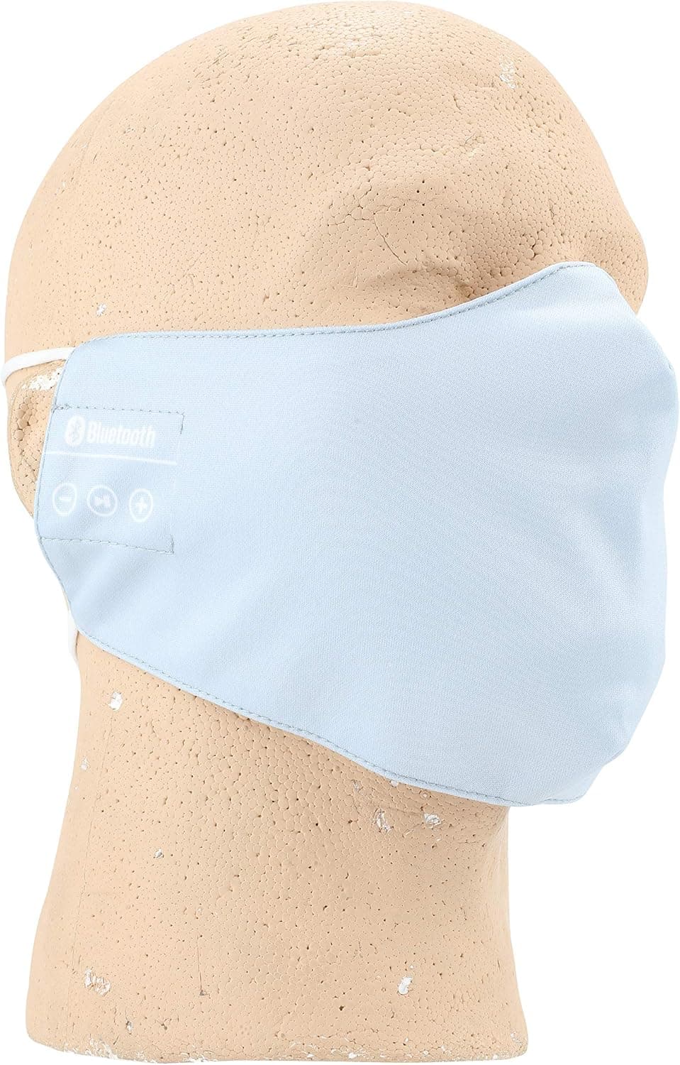 Sakar FaceTech Bluetooth Face Cover, Wireless Music Cover with Adjustable Straps and Rechargeable Battery, Built in Speaker for Calls and Music, Machine Washable, Light Blue (PTH1785-SIL-STK-200)