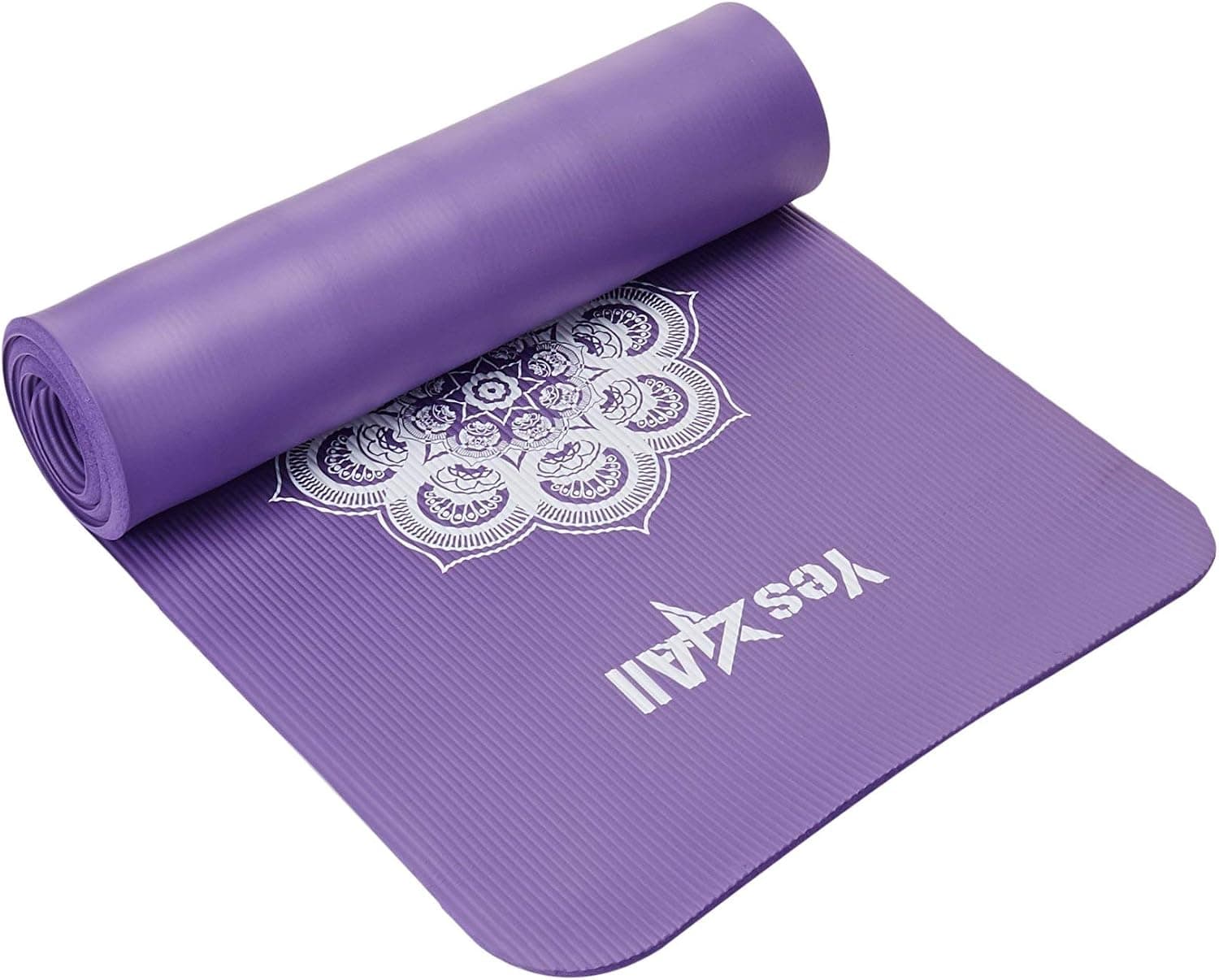 Yes4All Premium NBR Exercise Yoga Mat Printed Design – Foam Yoga Mat High Density 1/2 inch Extra Thick – Thick Yoga Mat with Carrying Strap (Hypnotica Purple)
