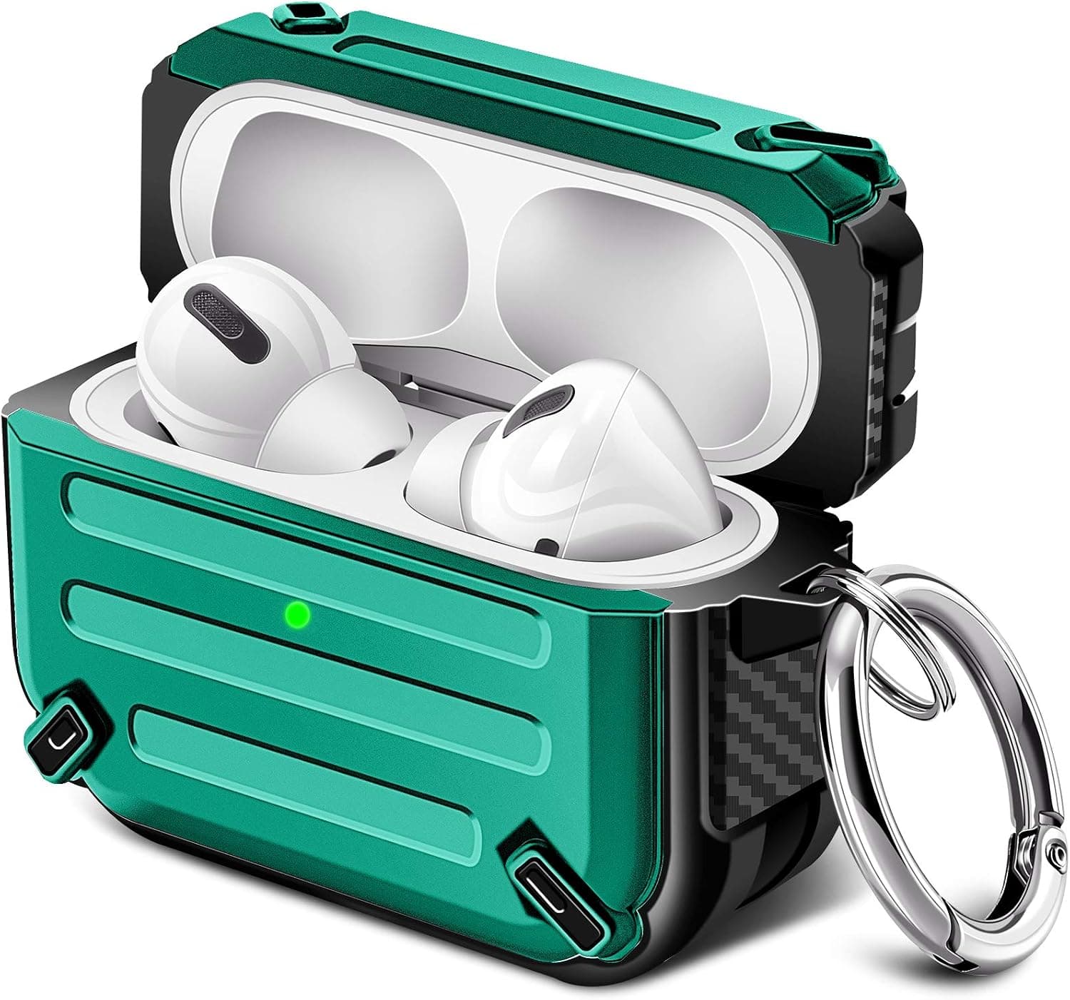 Maxjoy Airpod Pro Case Cover TPU Full Body Rugged Protective Case with Keychain Shockproof Airpod Case for Apple Airpod Pro Charging Case (Midnight Green)