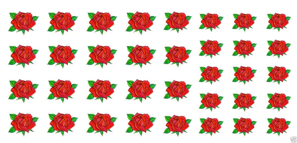 Red Roses Water Slide Nail Art Decals - Salon Quality 5.5" X 3" Sheet!