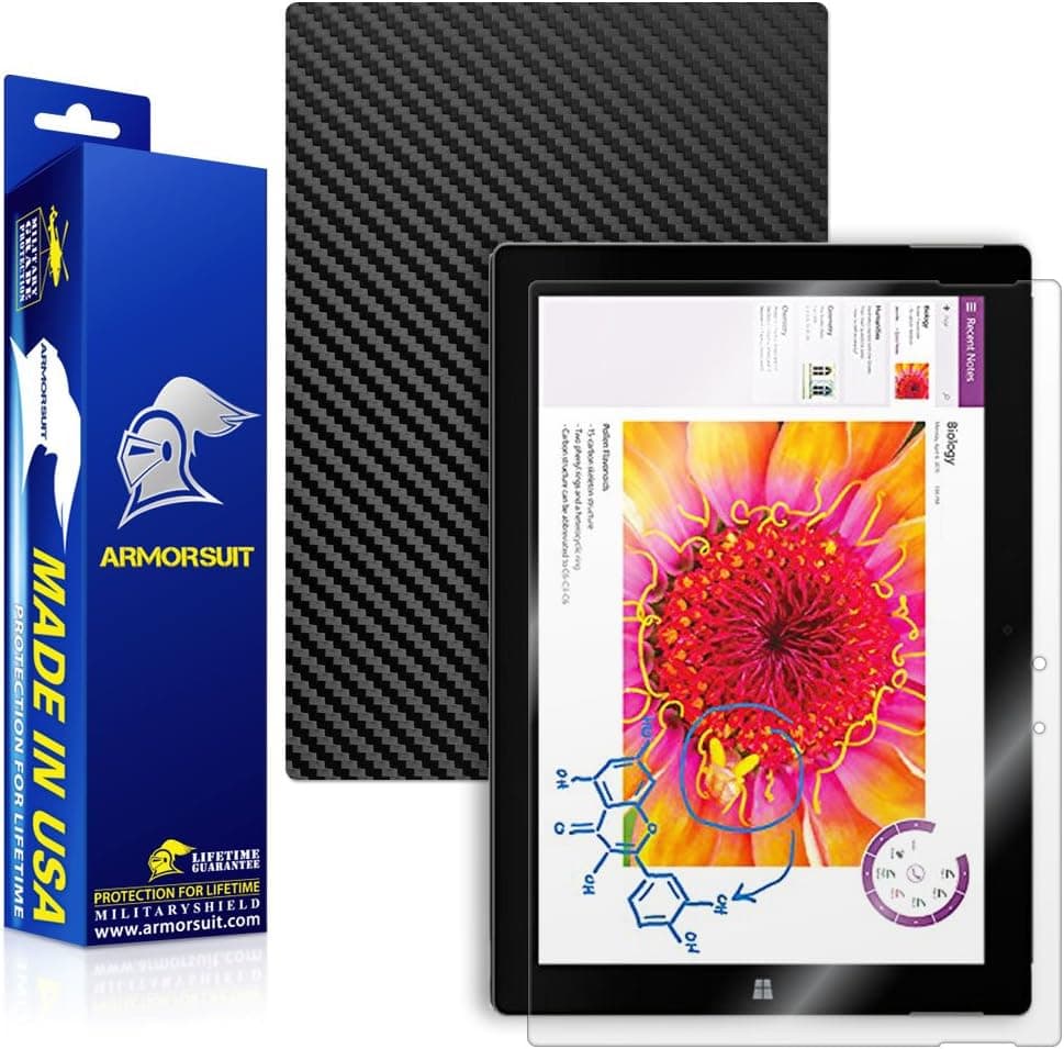 ArmorSuit MilitaryShield Black Carbon Fiber Skin Wrap Film + HD Clear Screen Protector for Microsoft Surface 3 - Anti-Bubble Film
