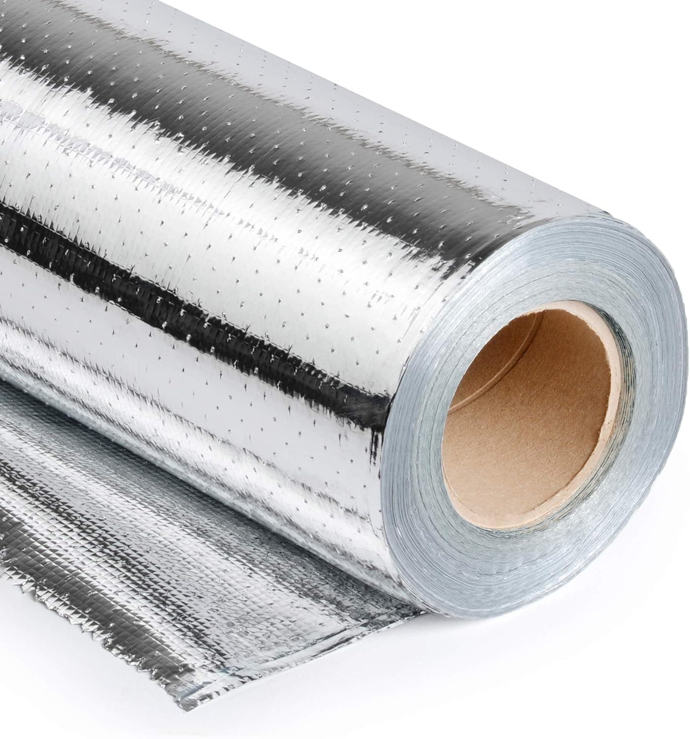 Radiant Barrier by Q-Lam - 500 sq.ft (48inch x 125 feet) Metalized Aluminum Reflective Insulation Blocks 95% of Radiant Heat - Tear Resistant Core Fabric- Perforated for Breathability
