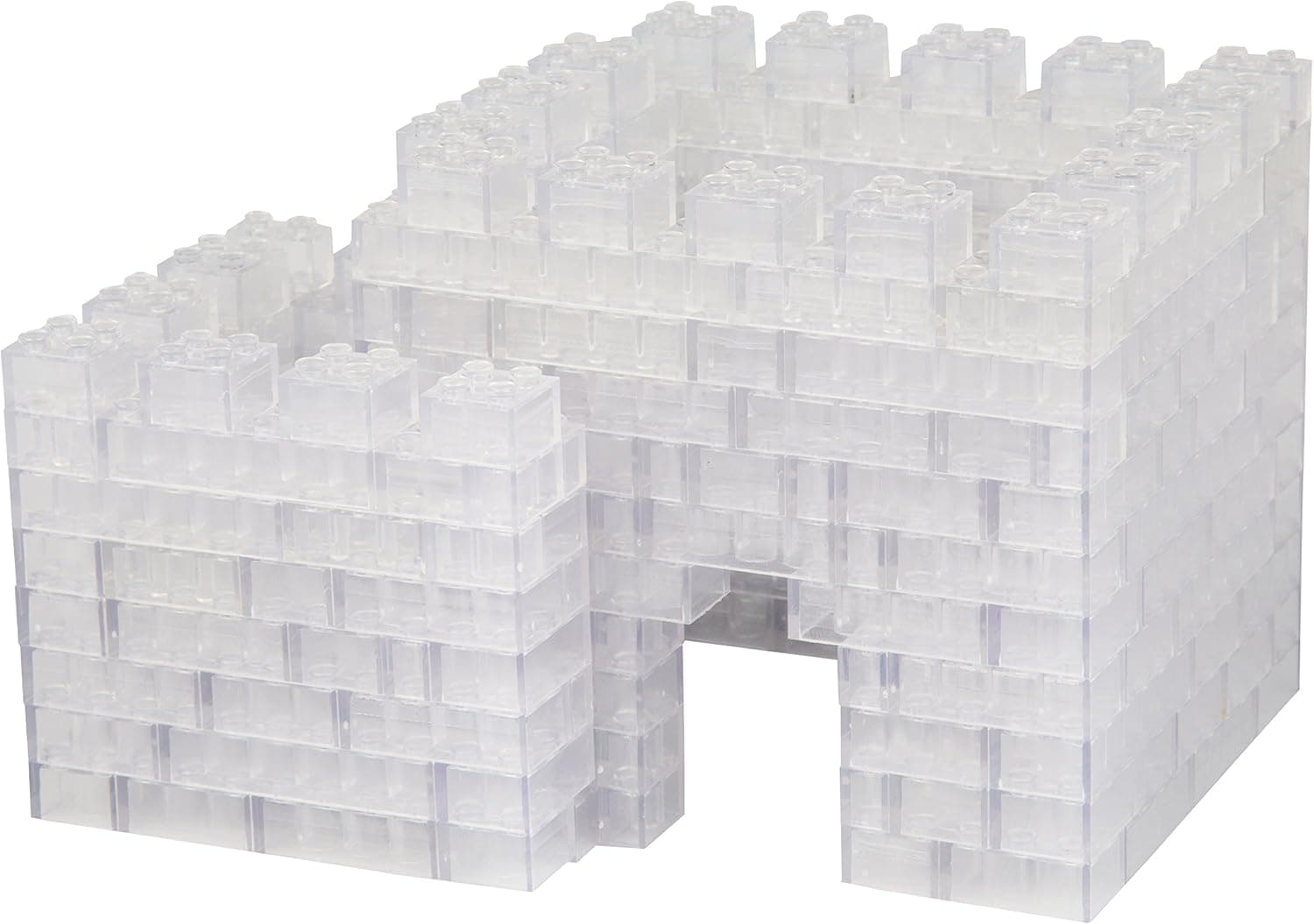 SCS Direct Building Block Bricks - 1000 Pc Bulk Set of Unique Clear Color with 54 Roof Pieces - Compatible and Tight Fit with All Major Brands-Great for Activity Tables, Creativity & School Projects