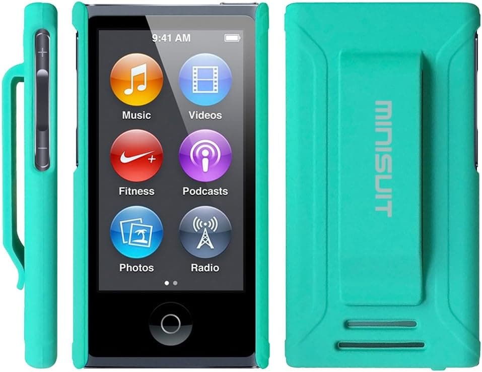 Minisuit JAZZ Slim Shell Case with Belt Clip + Screen Protector for iPod Nano 7 or 8 / 7th or 8th Gen (Rubberized Green)