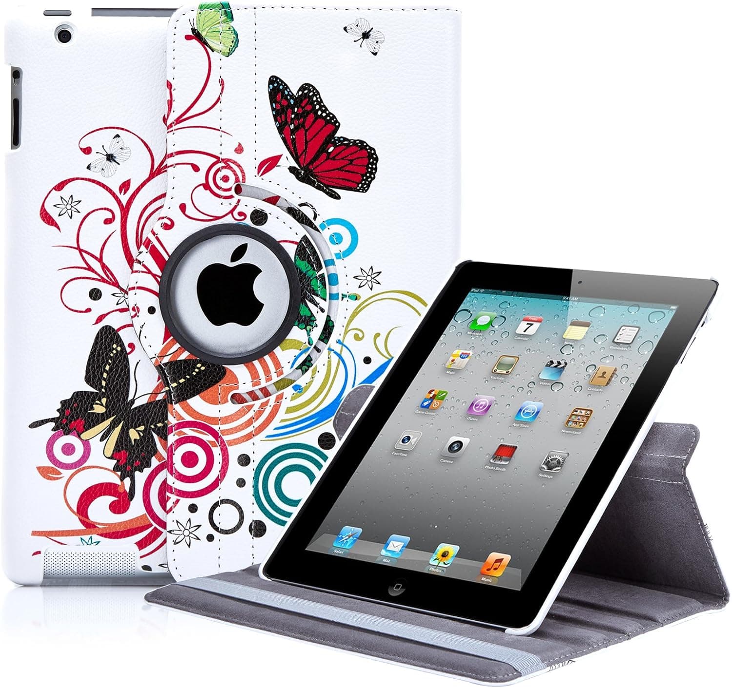 Apple iPad 2 3 4 Design Folio Case by 32nd Designer Book Wallet 360 Degree Revolving Folio Style Cover Suitable for iPad 2 3 and 4, Including Screen Protector - Colour Butterfly