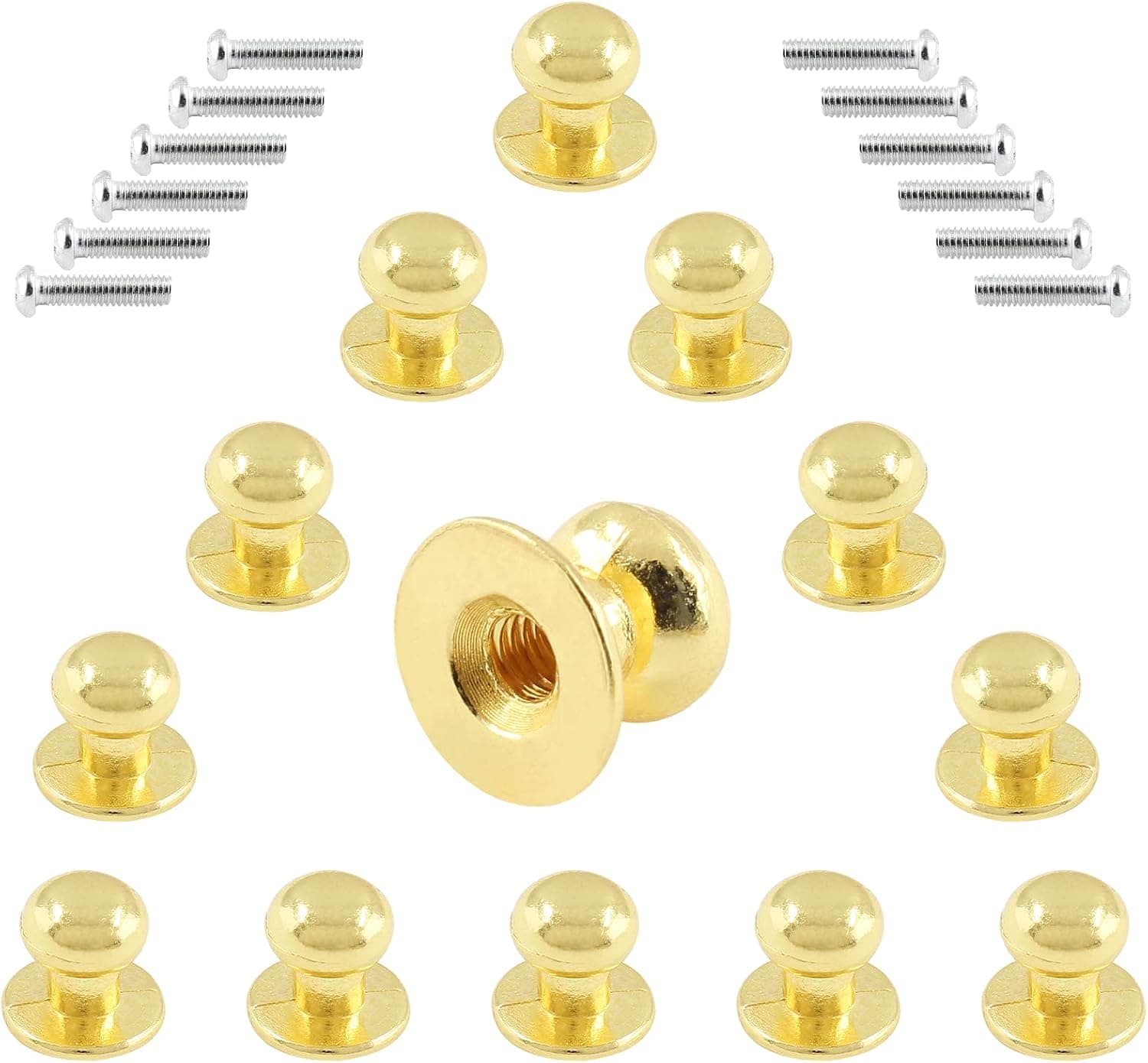 Auvotuis 12Pcs Mini Round Head Knobs with Screws, Gold Jewelry Box Handle Knobs Zinc Alloy Vintage Cabinet Pull Knobs for Drawer, Wood Case, Gift Case