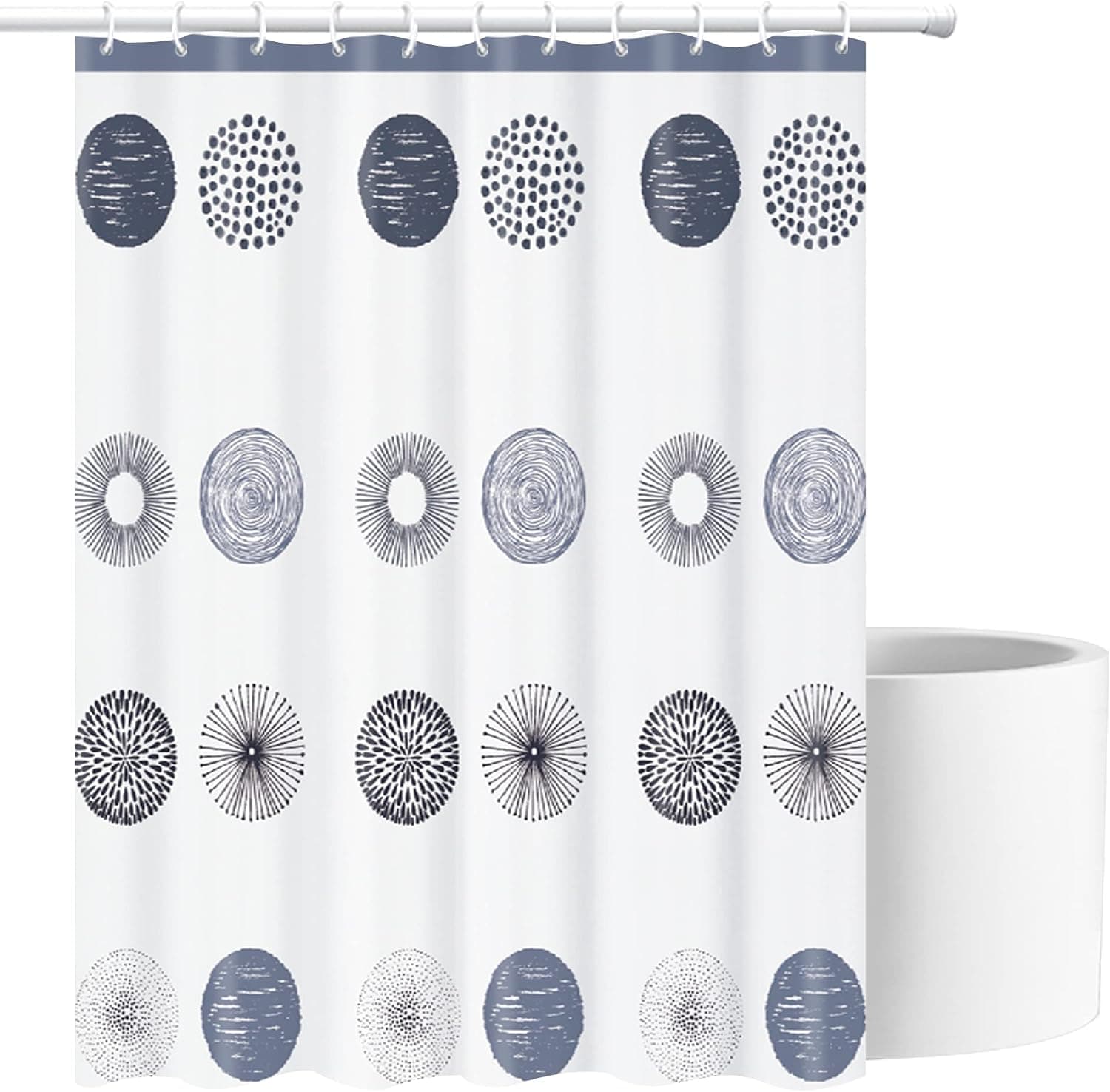 JUPA Place PEVA Shower Curtain Liner - Heavy Duty Bathroom Curtains - Eco-Friendly Bathtub Curtain - (Blue & Grey Fireworks)