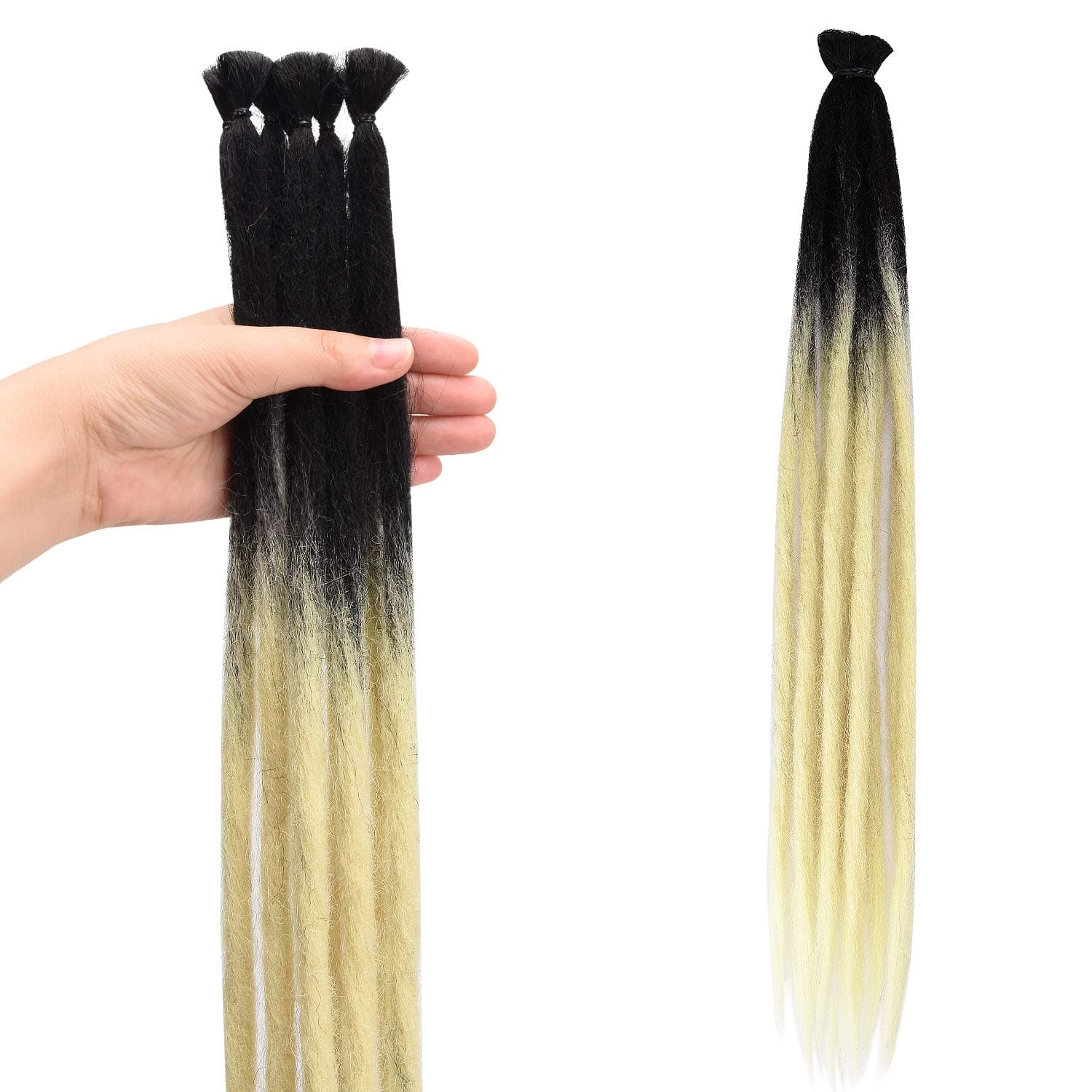 Noverlife 10 Strands 50cm/20" Black to Blonde Dreadlock Extensions, Single Ended Crochet Synthetic Dreadlocks Accessories, Jamaica Punk Hip-Hop Reggae Hair Braiding Wig Faux Locs for Fashion Men Women
