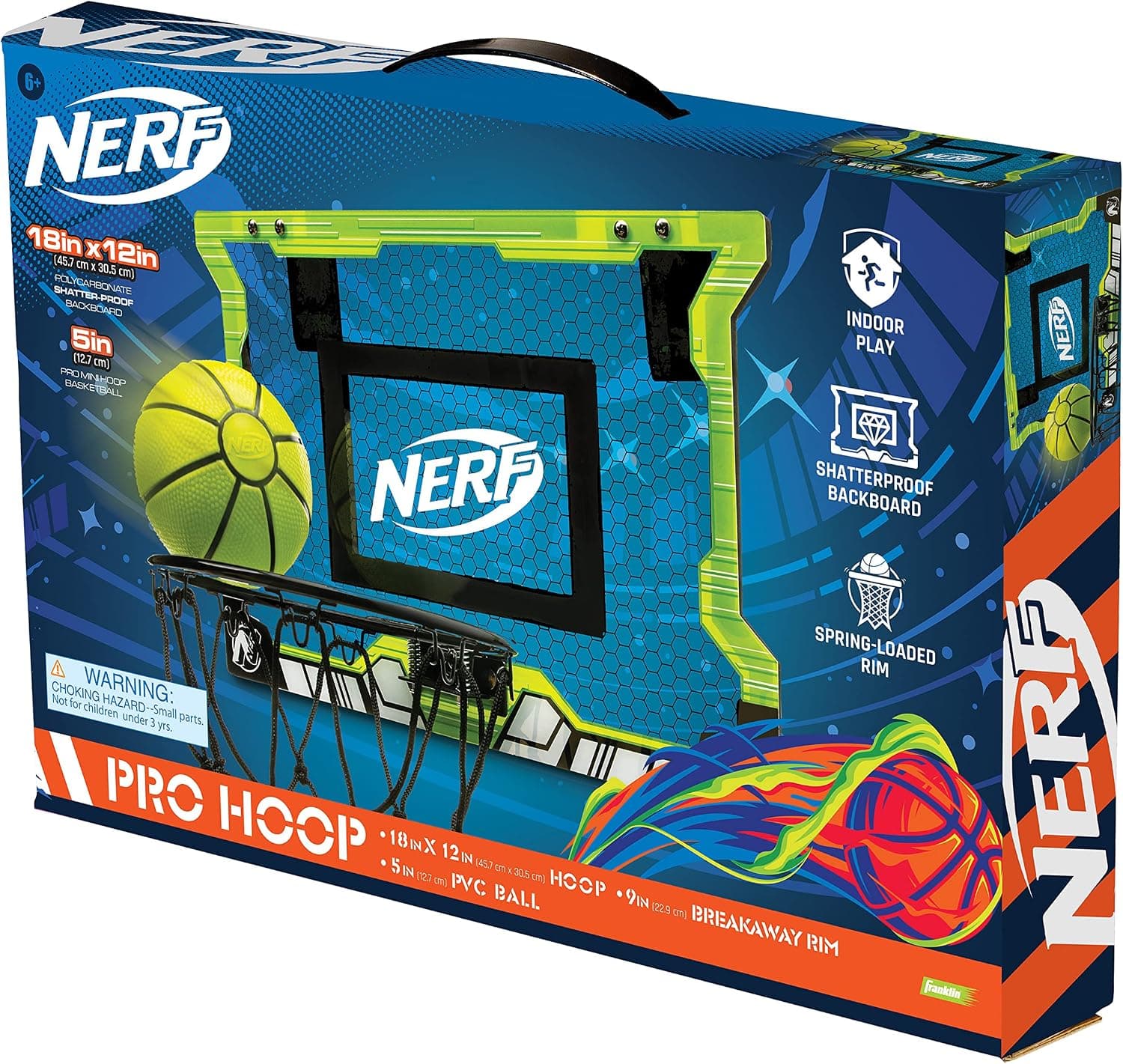 NERF Pro Hoop Basketball Set - Pro Hoop Mini Hoop Set with Mini Basketball - Steel Rim Great for Dunking - Over The Door Basketball Hoops