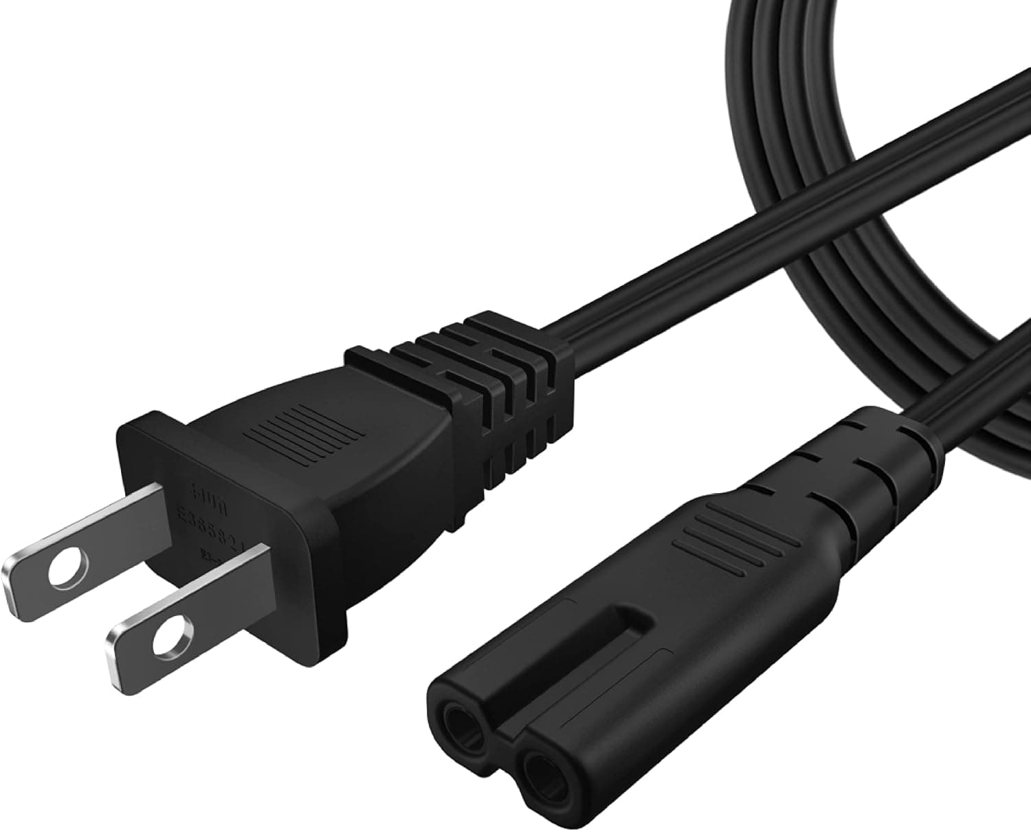 TNP 2 Prong Power Cord NEMA 1-15P to IEC320 C7 2 Slot Nonpolarized Power Cord, Figure 8 Shotgun Power Cord Replacement for PS4, PS3 Slim, Printers, LG, Apple, Samsung, TCL TV, etc (12 Feet, Black)
