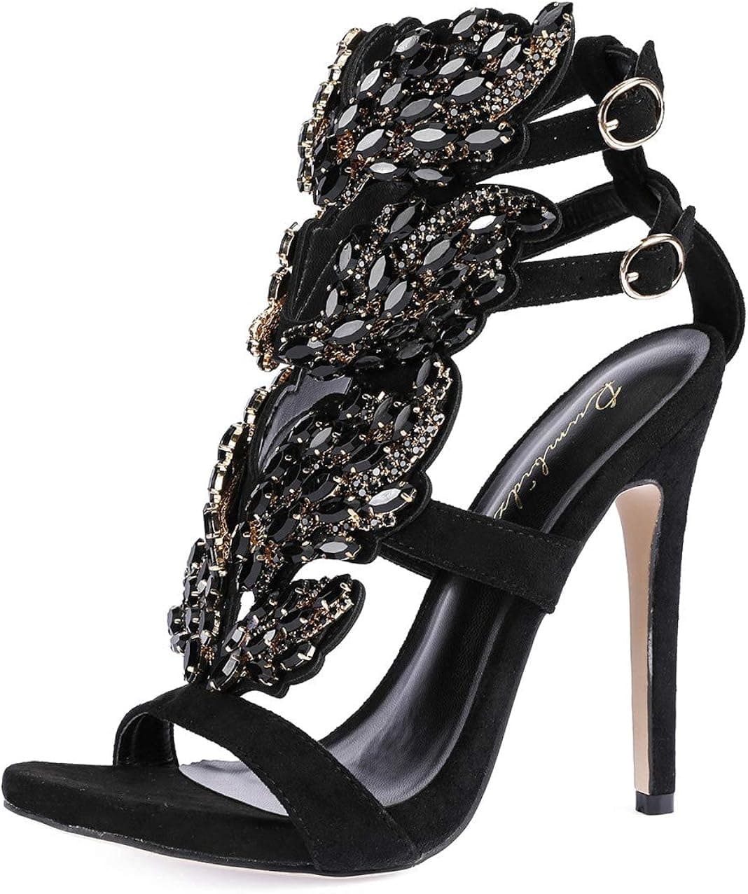 Peatutoori Women's Peep Toe High Heels Shoes Flame Gladiator Pumps Shoes Dress Party Buckle Strap