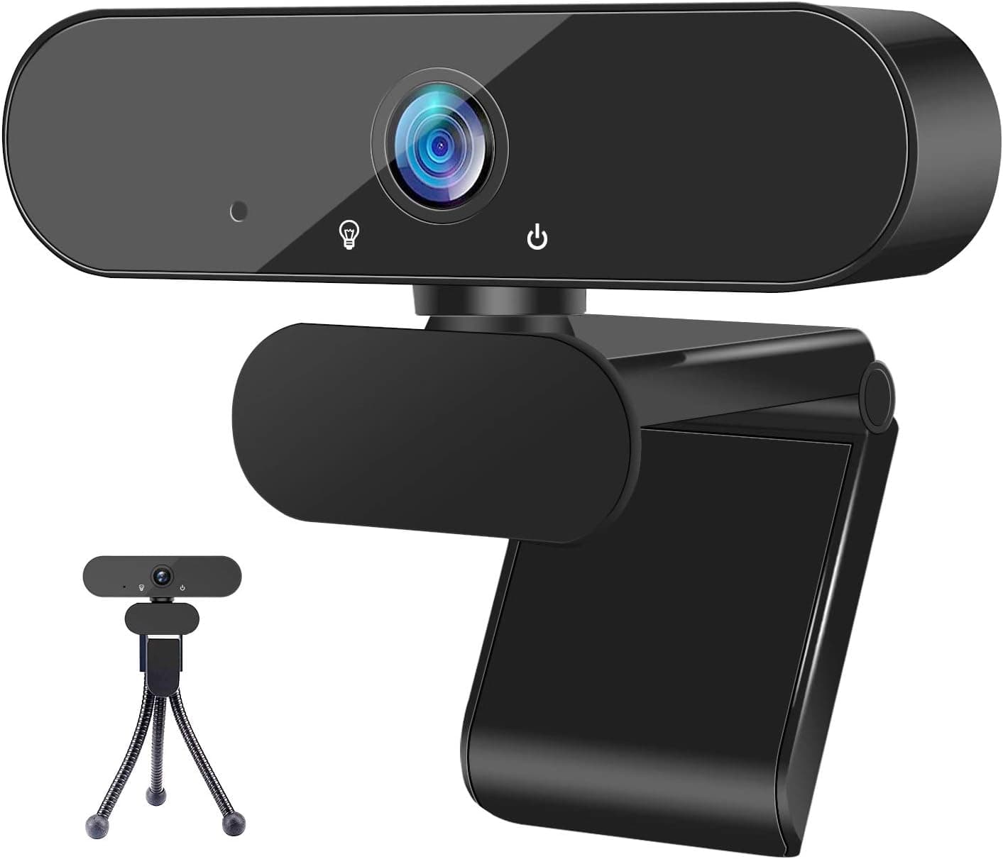 1080P Webcam with Microphone and Tripod Stand, ZEALINNO HD Laptop Plug and Play USB Webcam Streaming Computer Web Camera with 110-Degree Widescreen for ZOOM Video Calling Recording Conferencing Gaming
