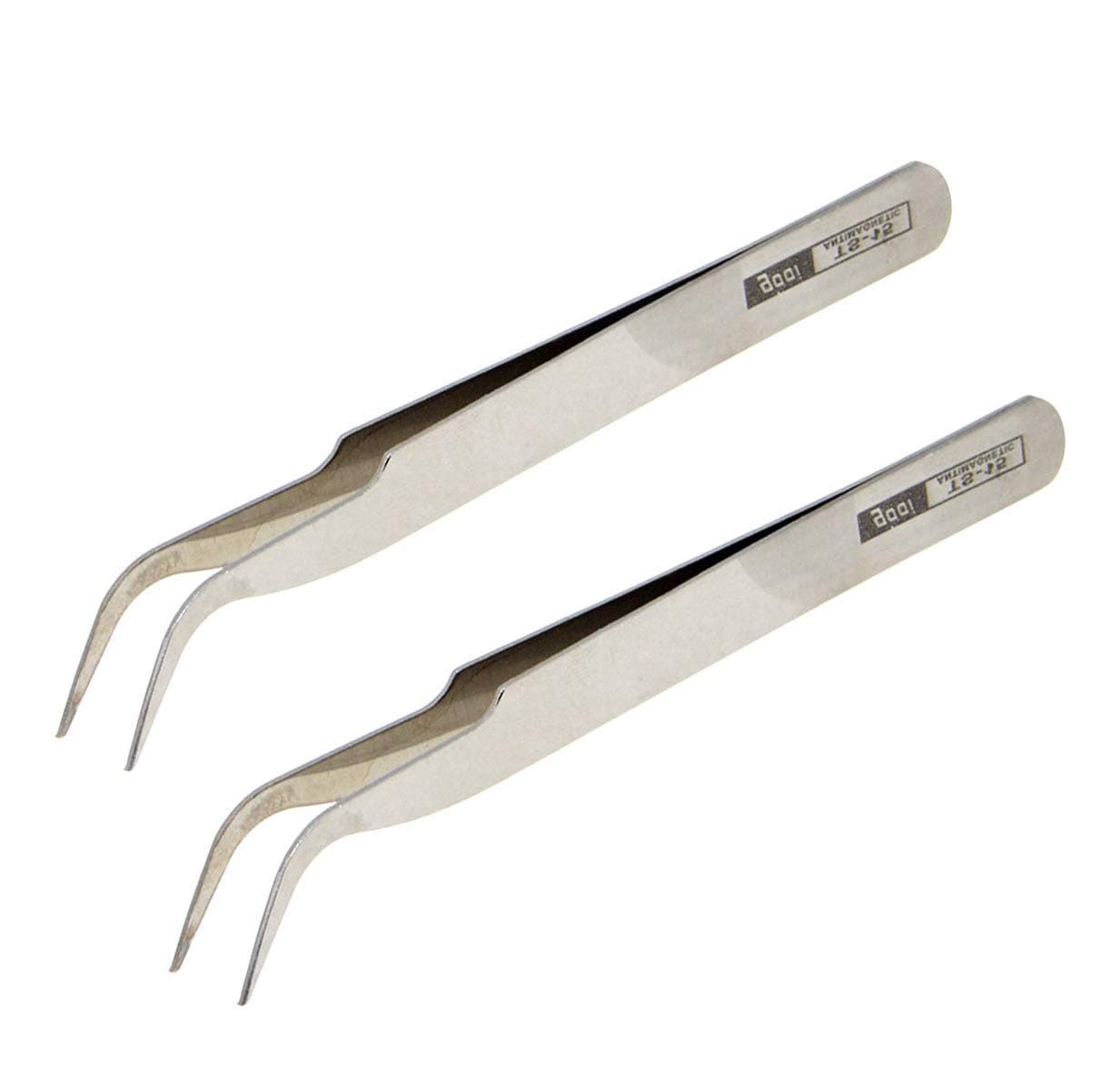 YXQ 2Pcs TS-15 Tweezers Volume Fine Pointed Precise Removal Tip Individual Eyelash Extension Application Tool Splinter,Stainless Steel