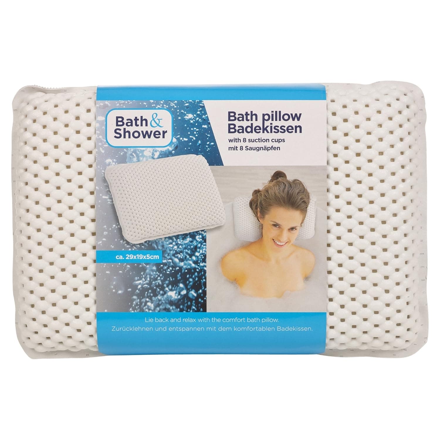 EG Homewares Luxury White Foam Bath Pillow Spongy Cushion Spa Tub Head Neck Rest Relaxing Aid