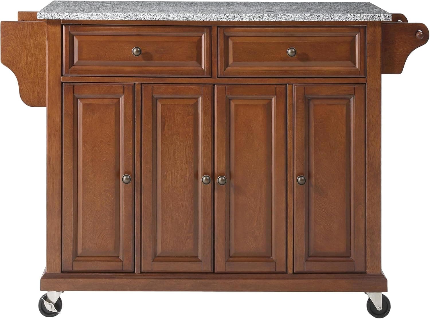 Crosley Furniture Full Size Kitchen Cart with Solid Gray Granite Top, Cherry