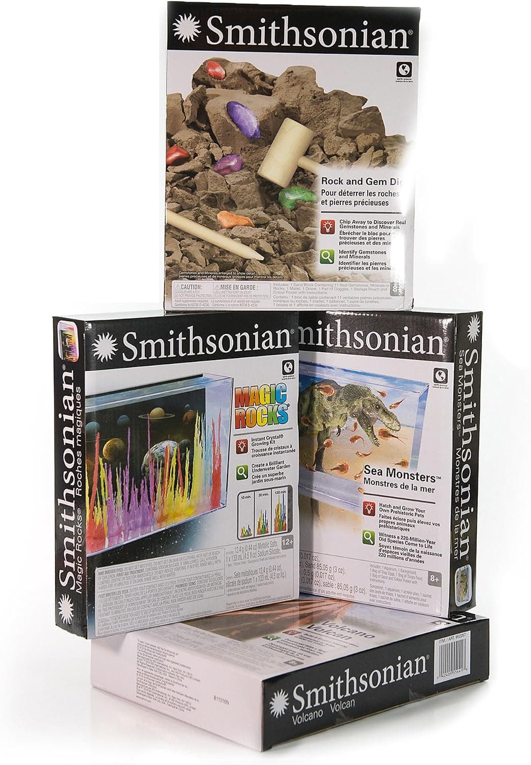 Smithsonian 4 Box Set Sea Monsters, Volcano, Rock And Gem Dig & Magic Rocks