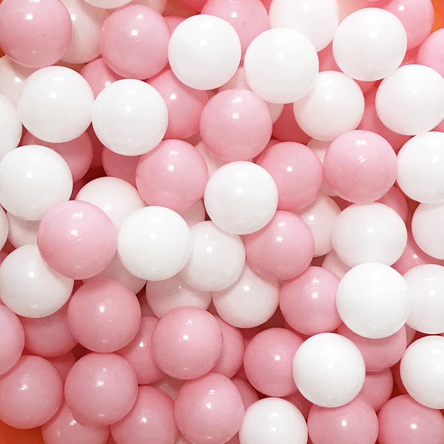 MoonxHome Ball Pit Balls Crush Proof Plastic Children's Toy Balls Macaron Ocean Balls 2.15 Inch Pack of 100 White&Pink