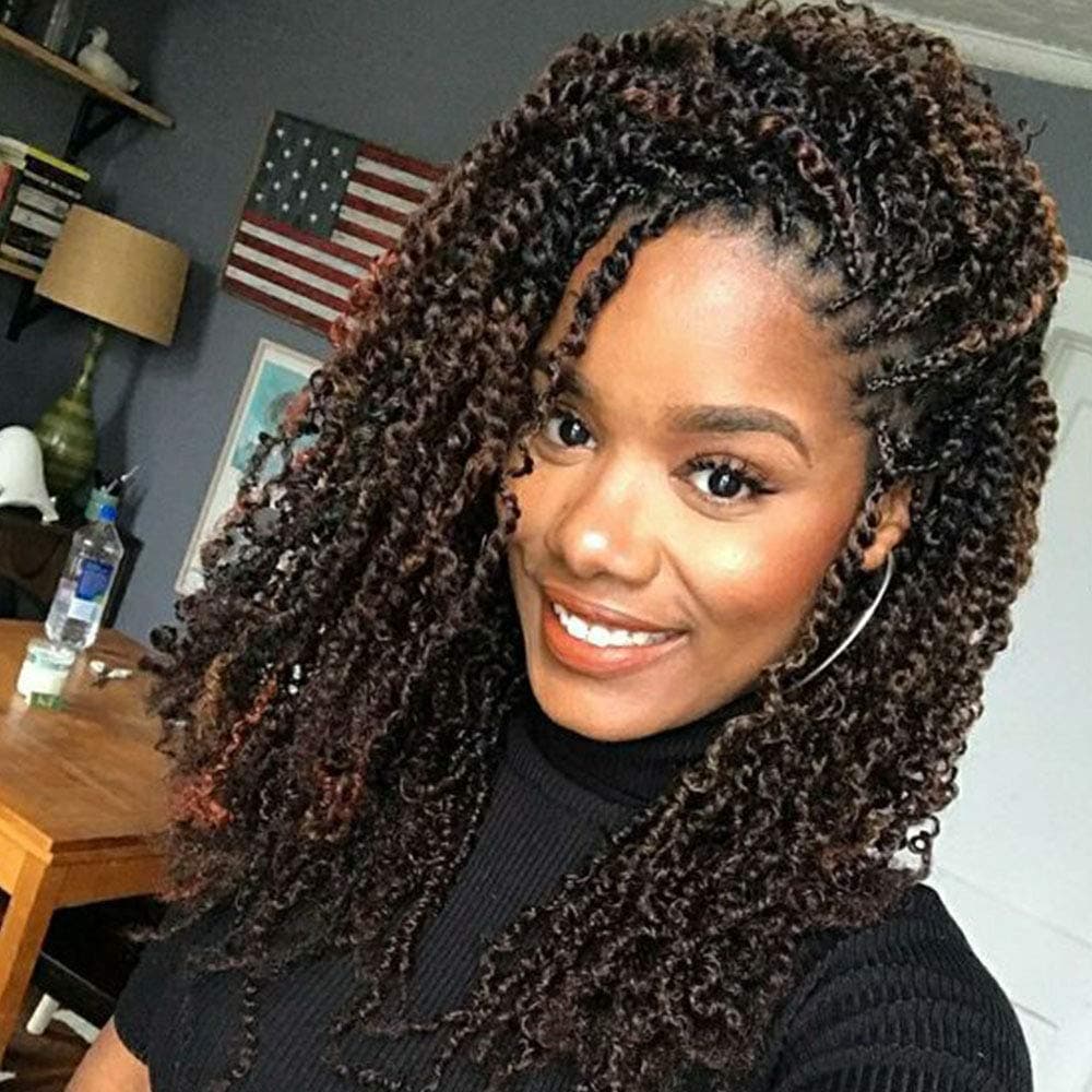 8 Inch 4 Pack Crochet Hair Ombre Spring Twist Crochet Braids Twist Hair 1B27# Spring Crochet Braiding Twist Crochet Hair Synthetic Hair for Women