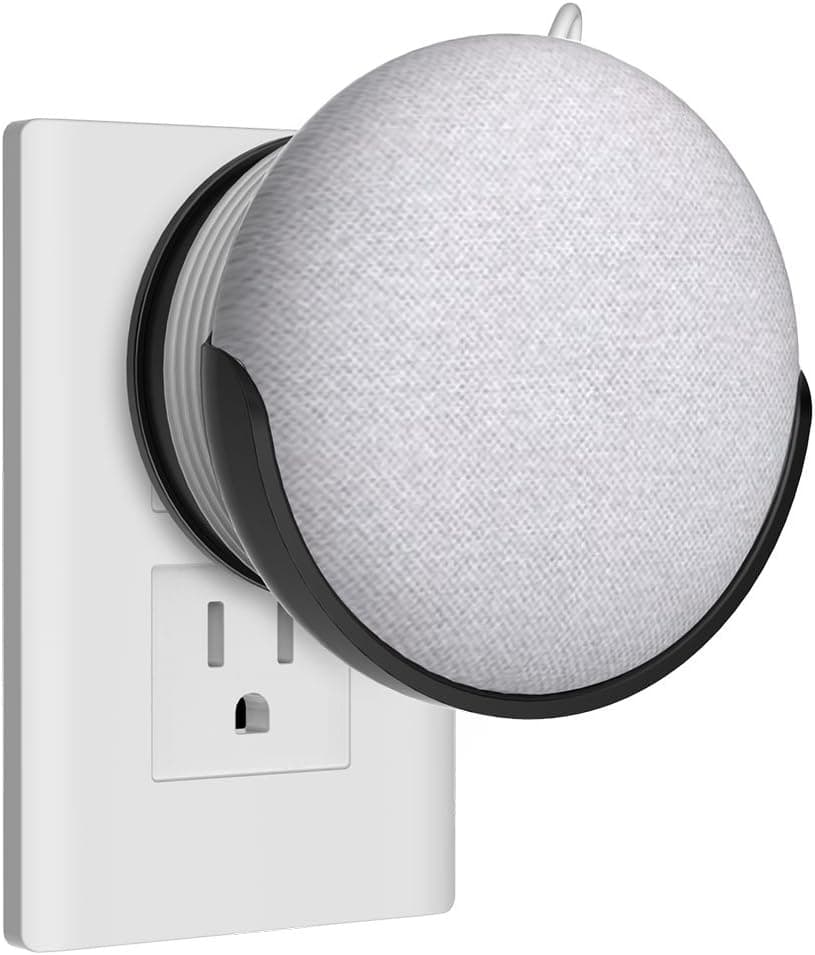 Homehod Wall Mount Stand Hanger for Google Home Mini Voice Assistants,Puls in Bedroom, Bathroom and Kitchen,Hides the Google Home Mini Cord - Black