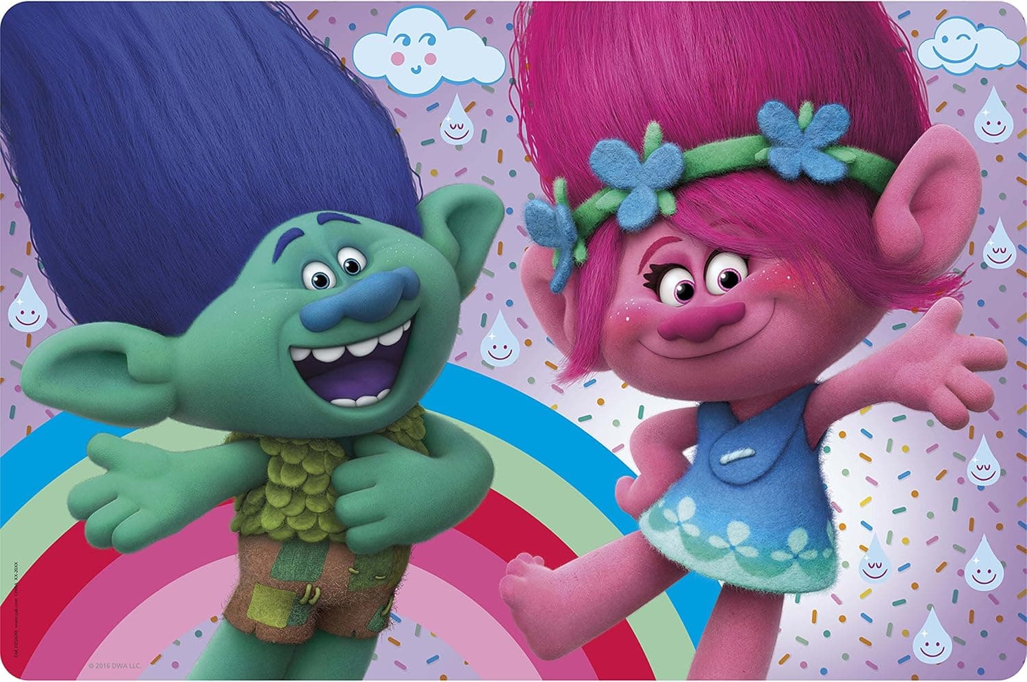 Zak Designs Trolls Movie Kid's Placemat, Set of 1, Poppy & Branch