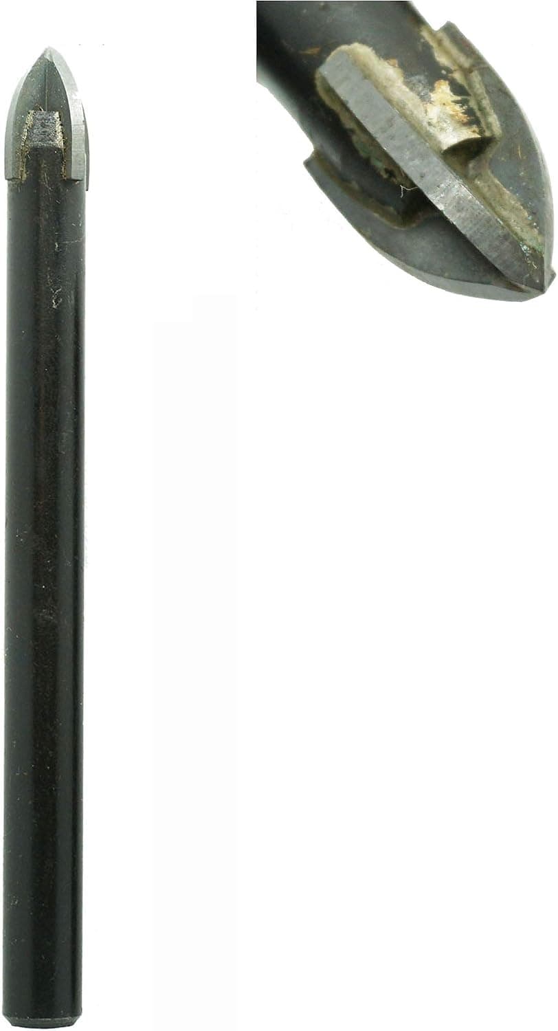 Romax Glass Drill Bit 3/8 inch, Tile Drill Bit 3/8 inch, High Temperature Brazed Carbide Tips, Cross Spear Head Reduces Breakout, Drilling Bottles, Marble, Ceramic and Mirror | 10 mm x 1 Piece