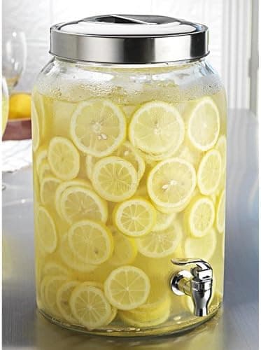 Home Essentials Glass Cold Beverage Dispenser Jug, 6 Quart