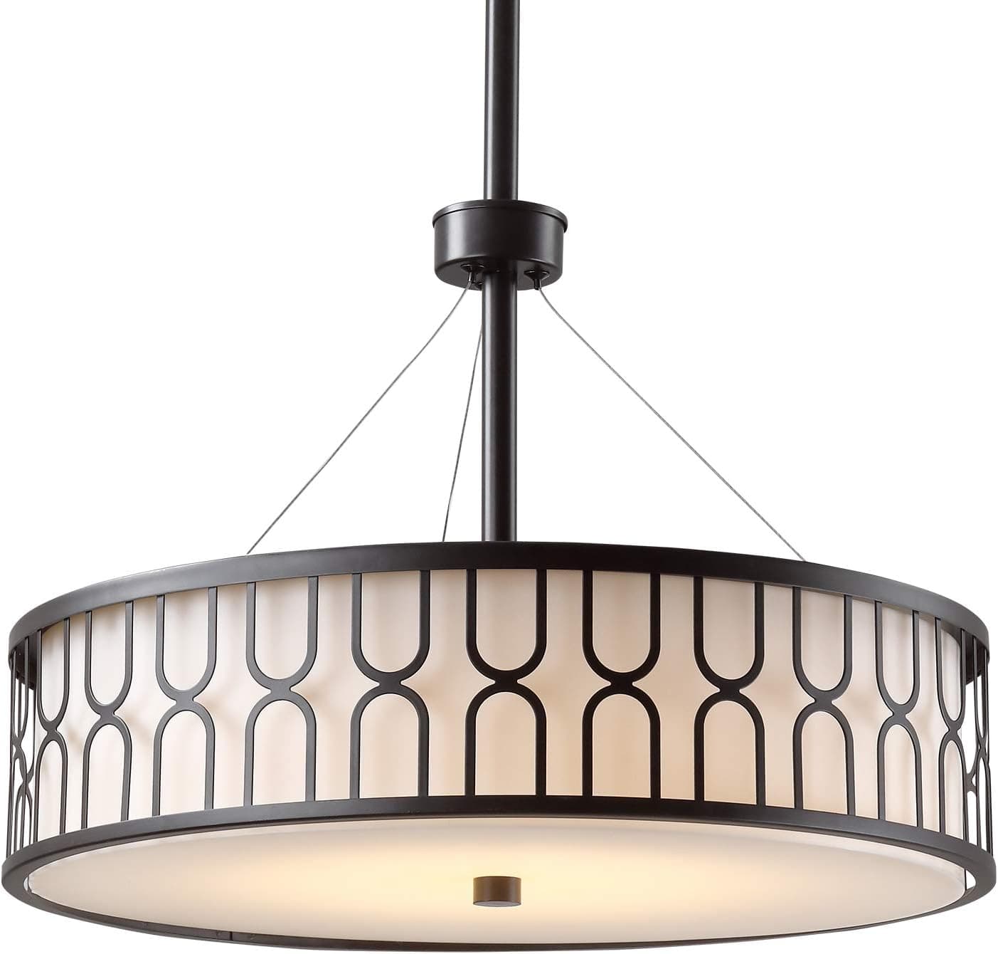 Osimir LED Chandelier, 20" Dia 28W 3000K Dimmable LED Semi Flush Mount Light Fixture, Contemporary Adjustable Hanging Ceiling Lights, Oil Rubber Bronze Finish, Ivory White Acrylic Shade, OLT-4